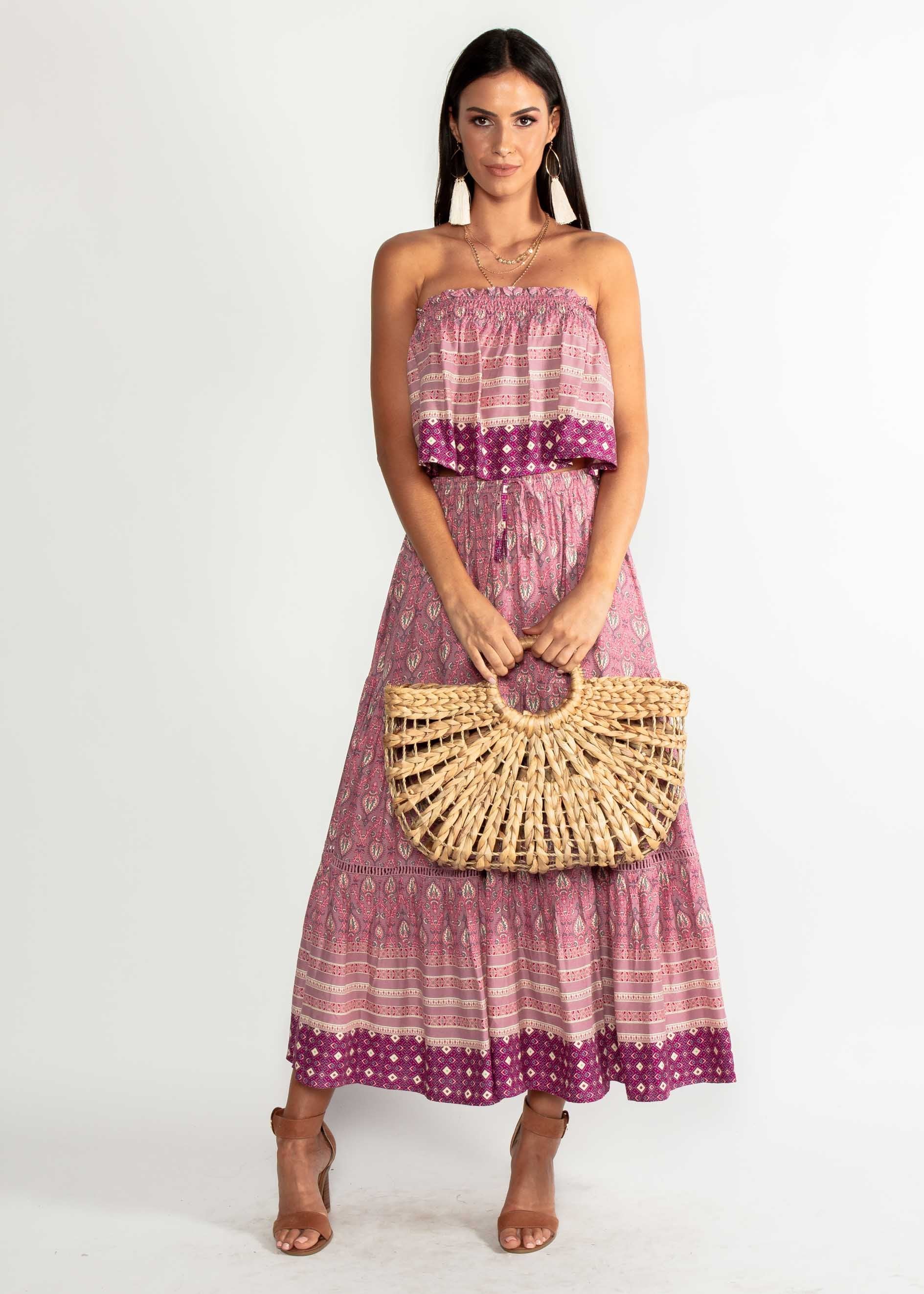 Casey Strapless Crop - Mauve Dawn