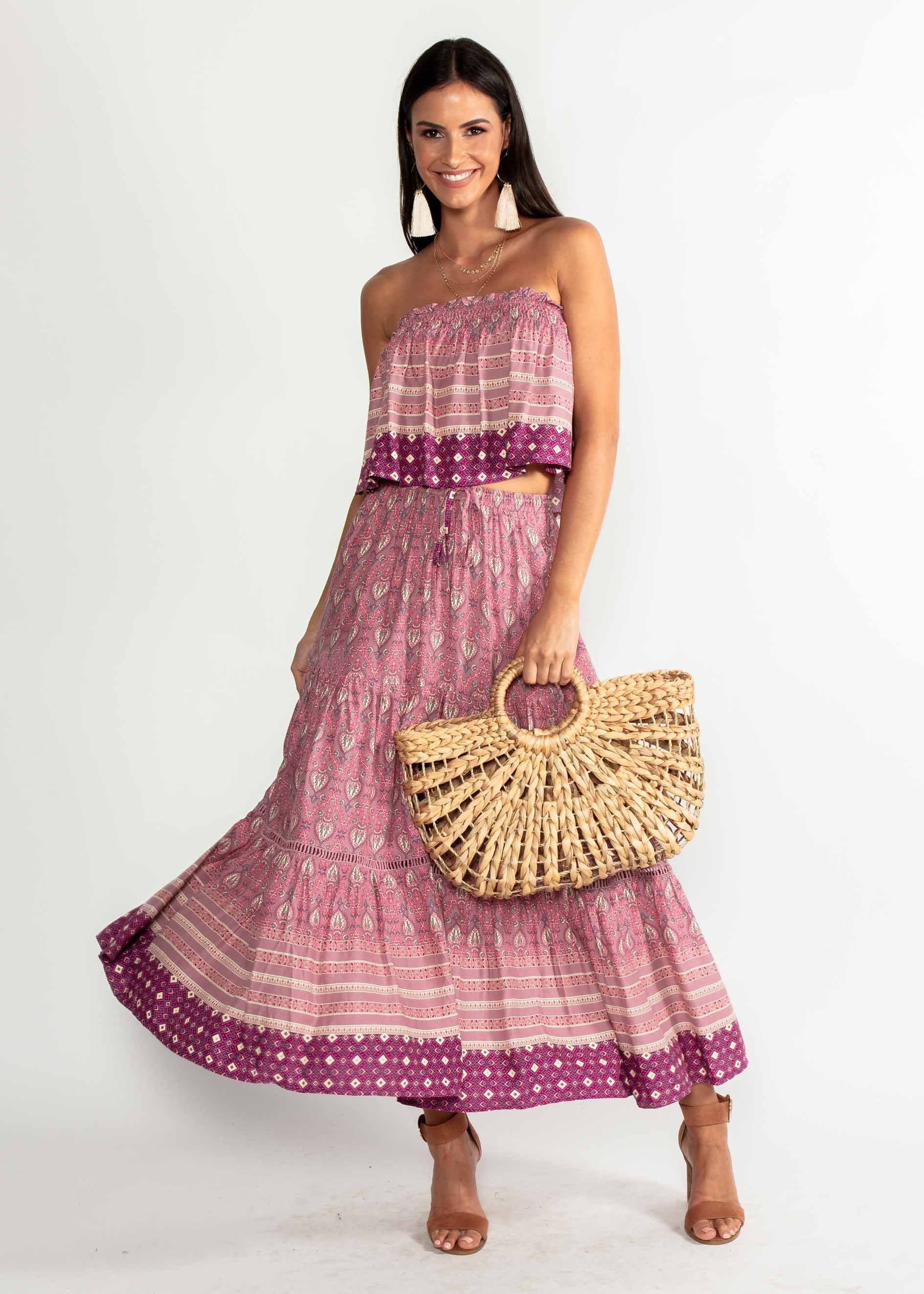 Casey Strapless Crop - Mauve Dawn