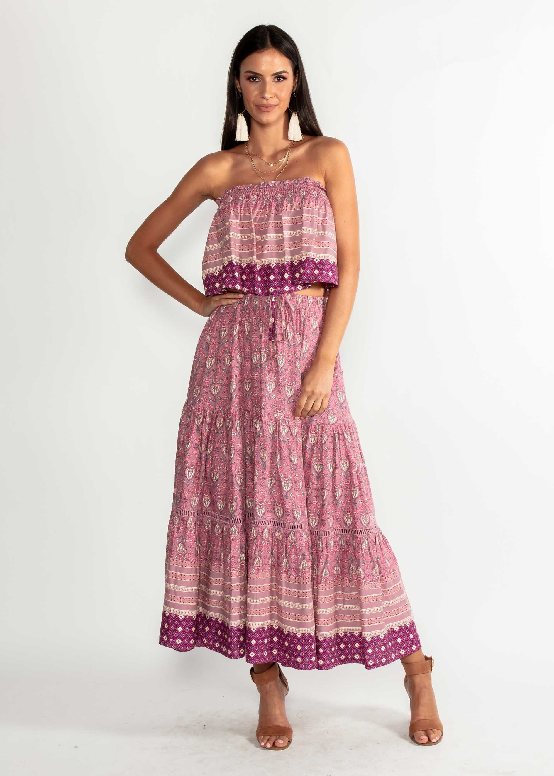 Casey Strapless Crop - Mauve Dawn