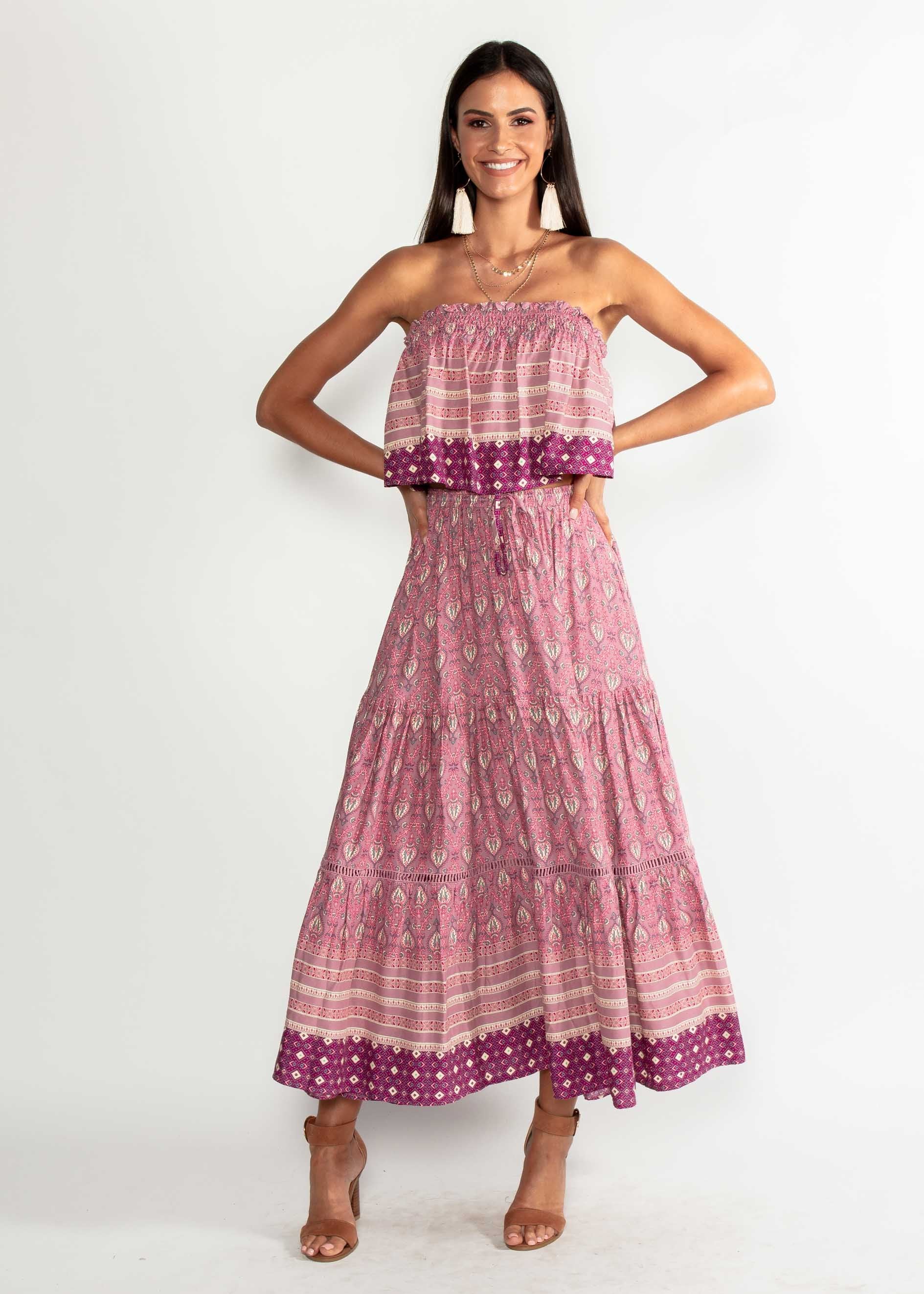 Casey Strapless Crop - Mauve Dawn