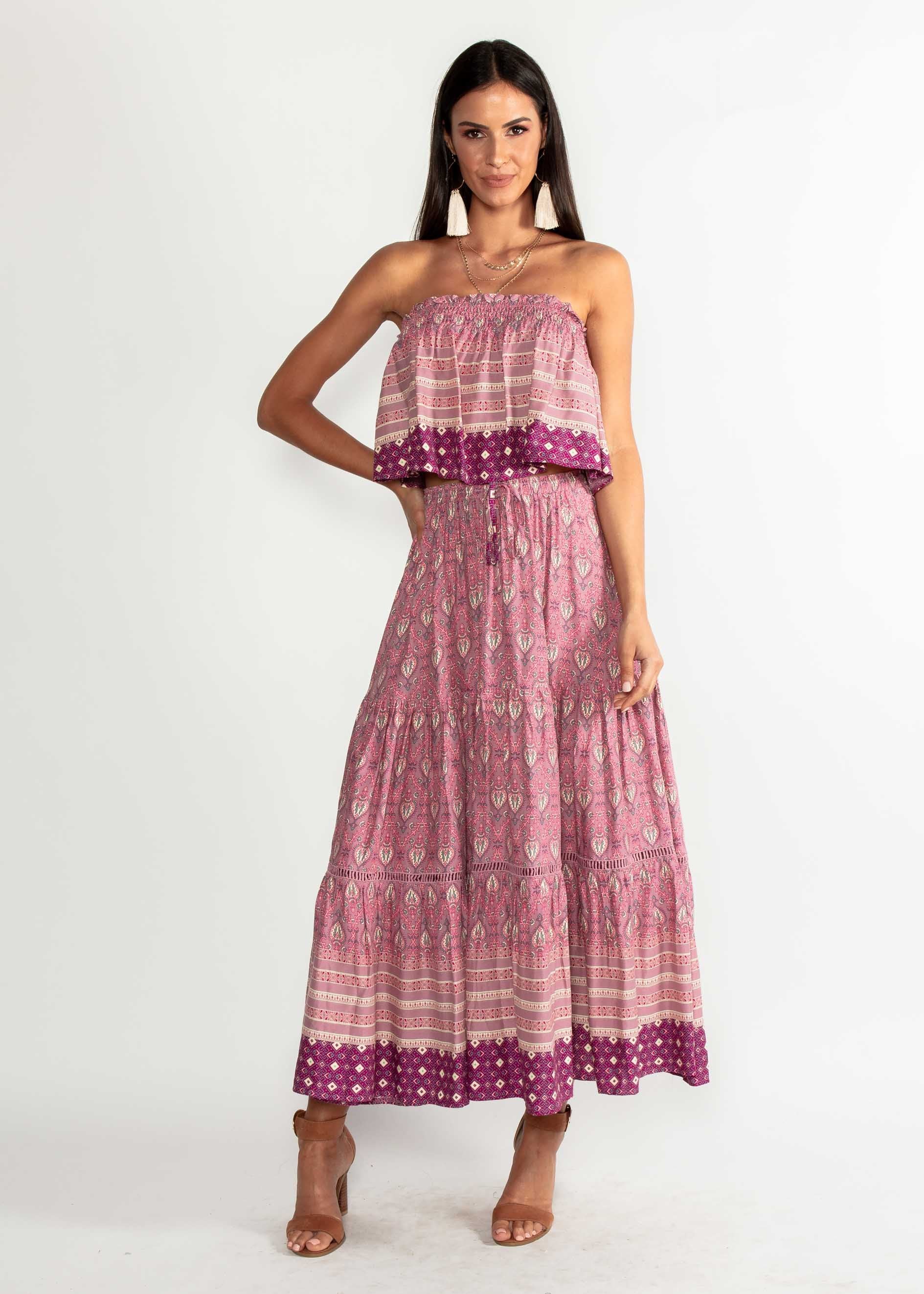Casey Strapless Crop - Mauve Dawn