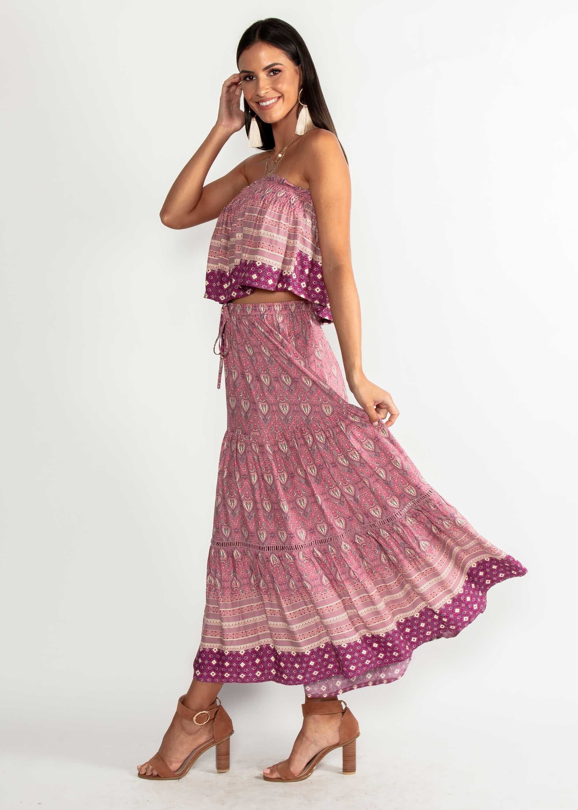 Casey Strapless Crop - Mauve Dawn