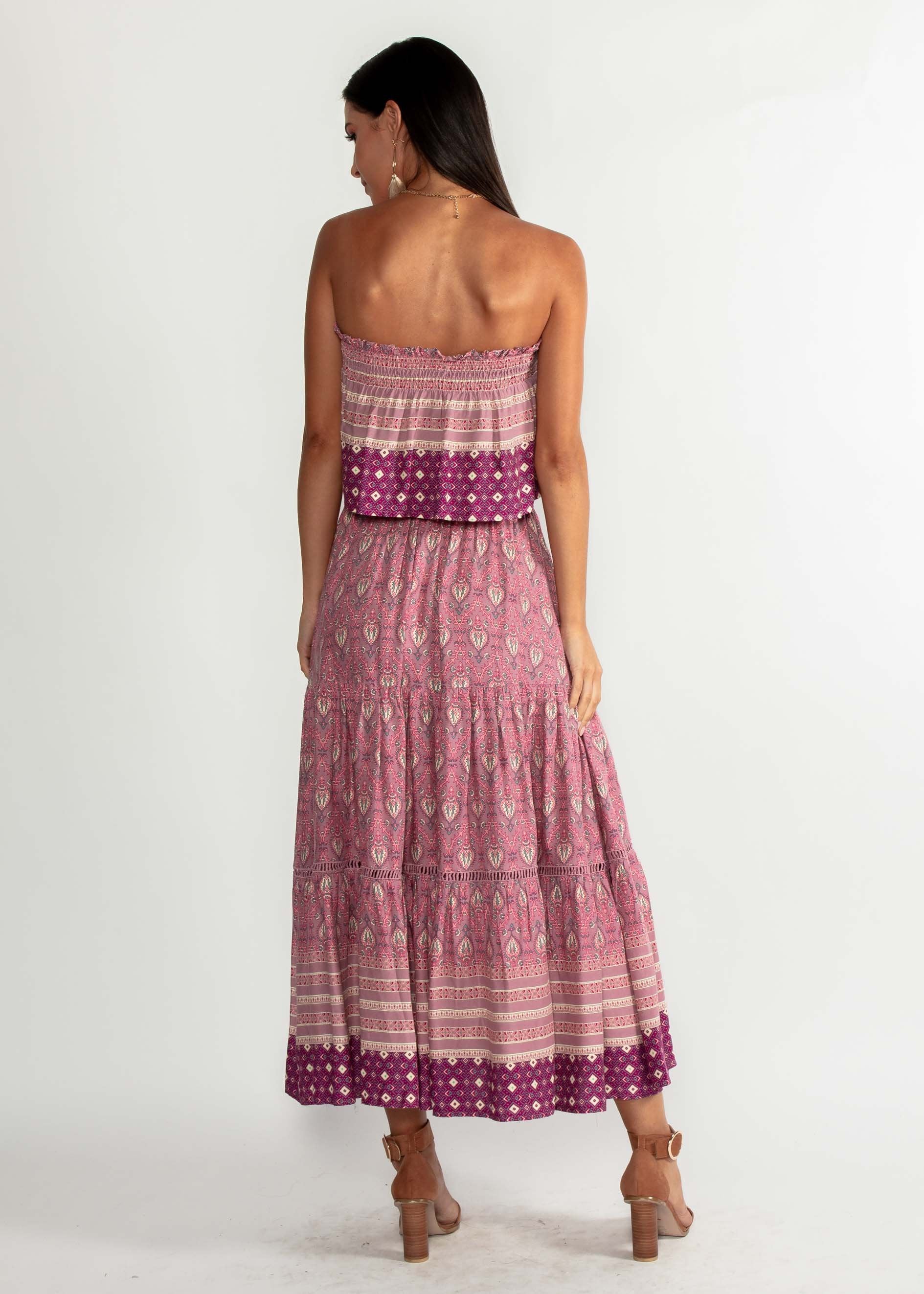 Casey Strapless Crop - Mauve Dawn