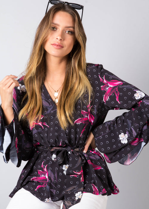 Claremont Blouse w/ Tie - Black