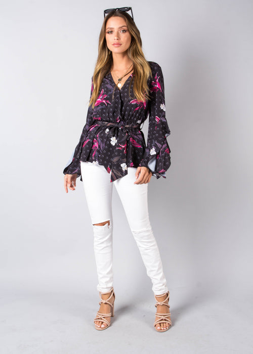 Claremont Blouse w/ Tie - Black