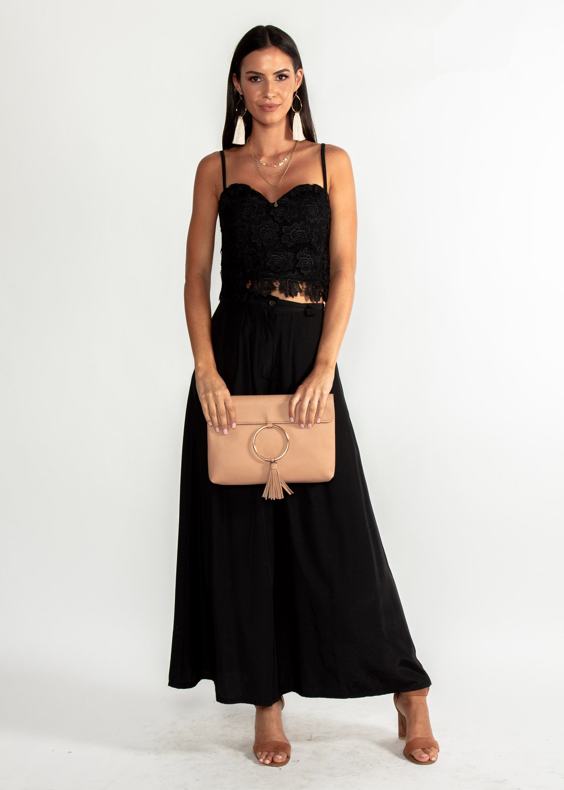 Georgiana Crochet Crop - Black