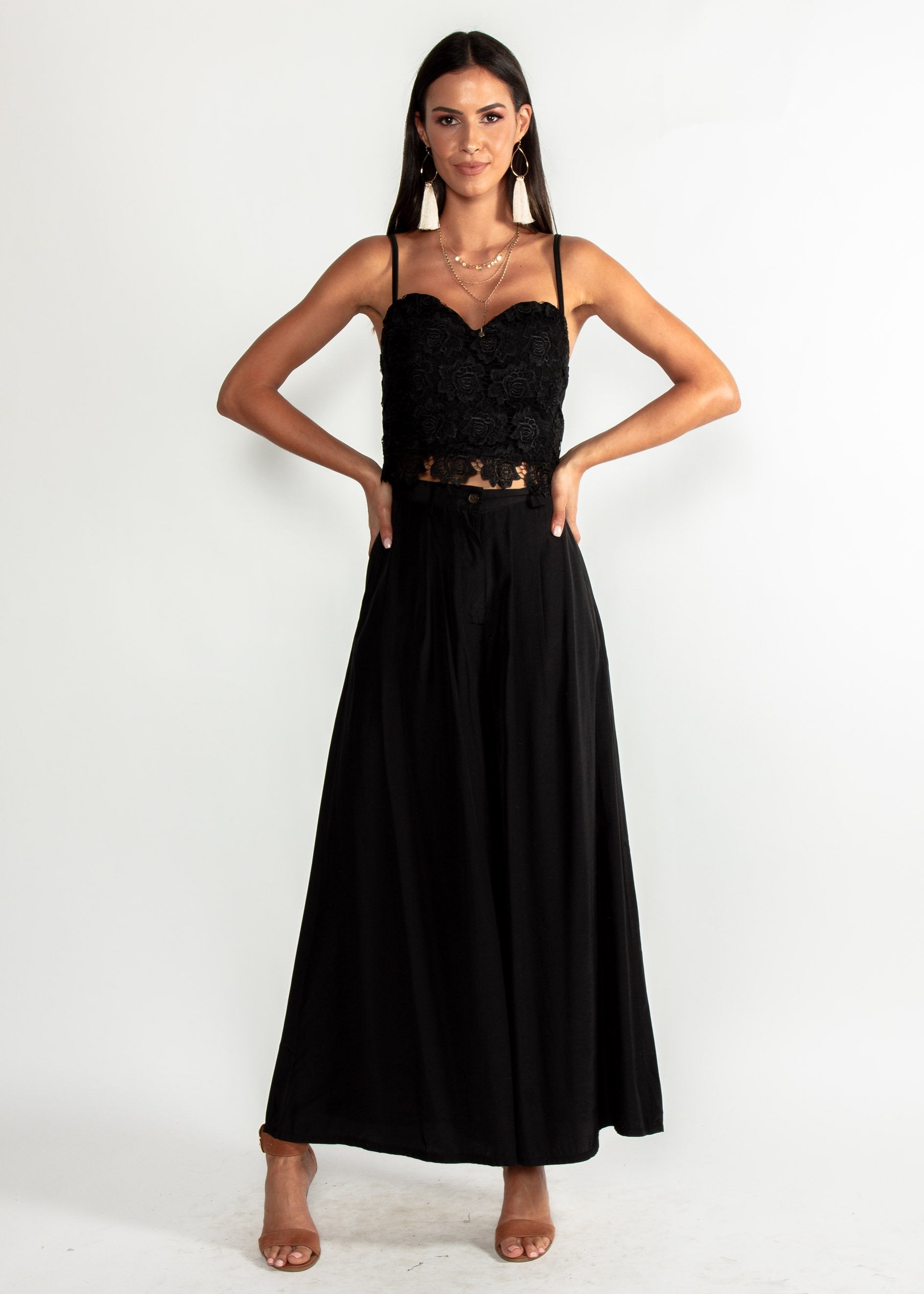 Georgiana Crochet Crop - Black