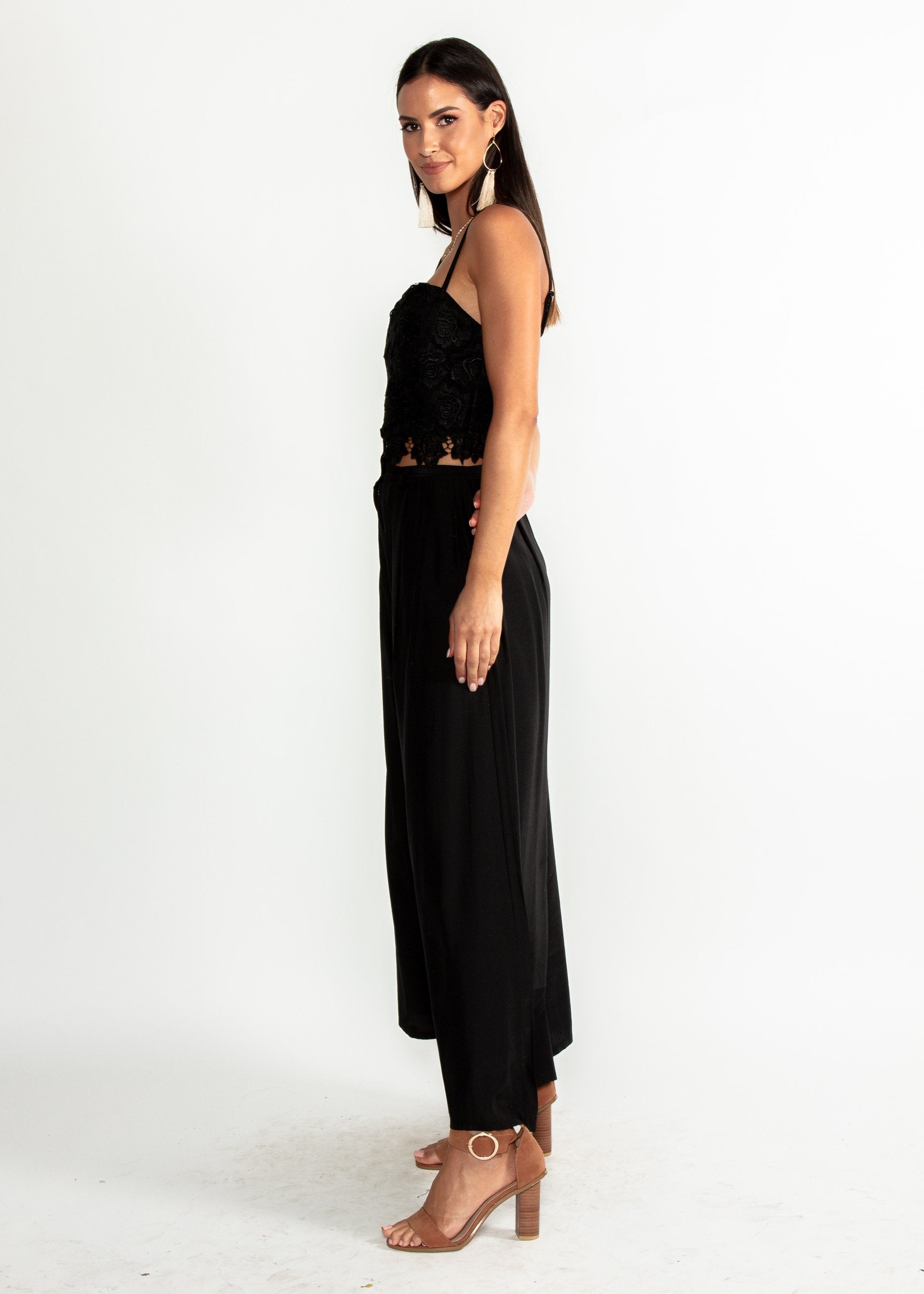 Georgiana Crochet Crop - Black