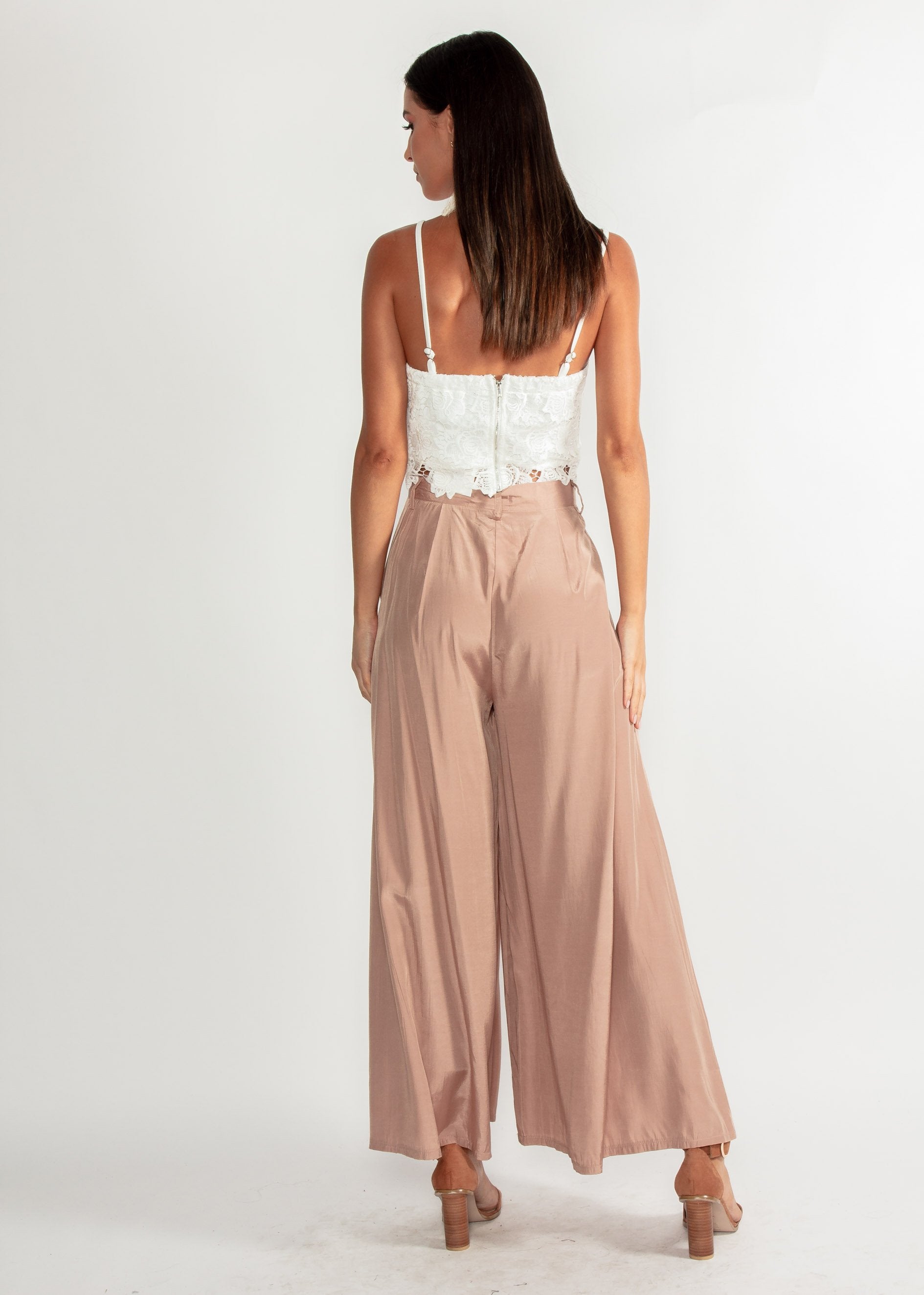 Burning Up Wide Leg Pants - Mocha