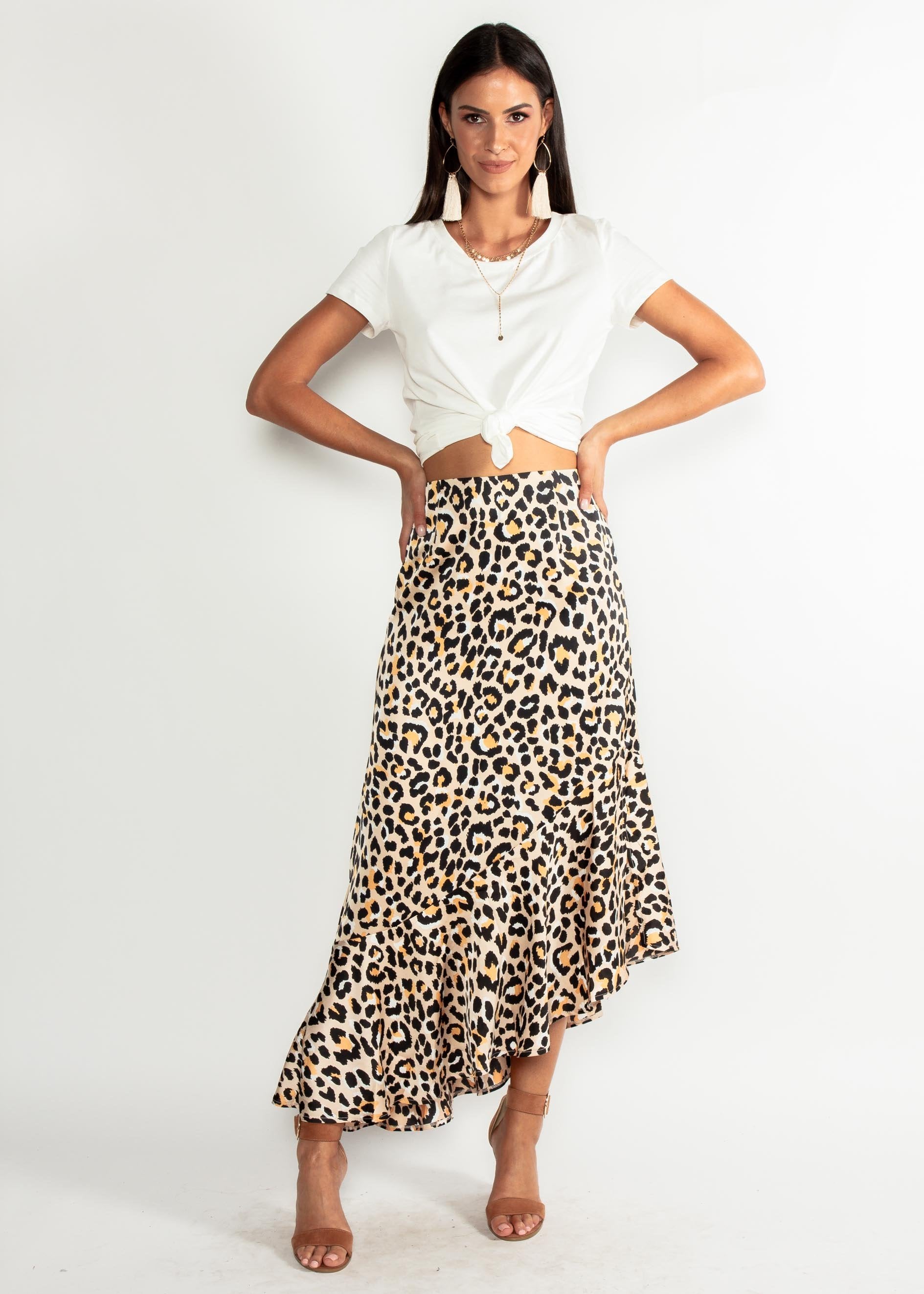 Running Back Midi Skirt - Leopard