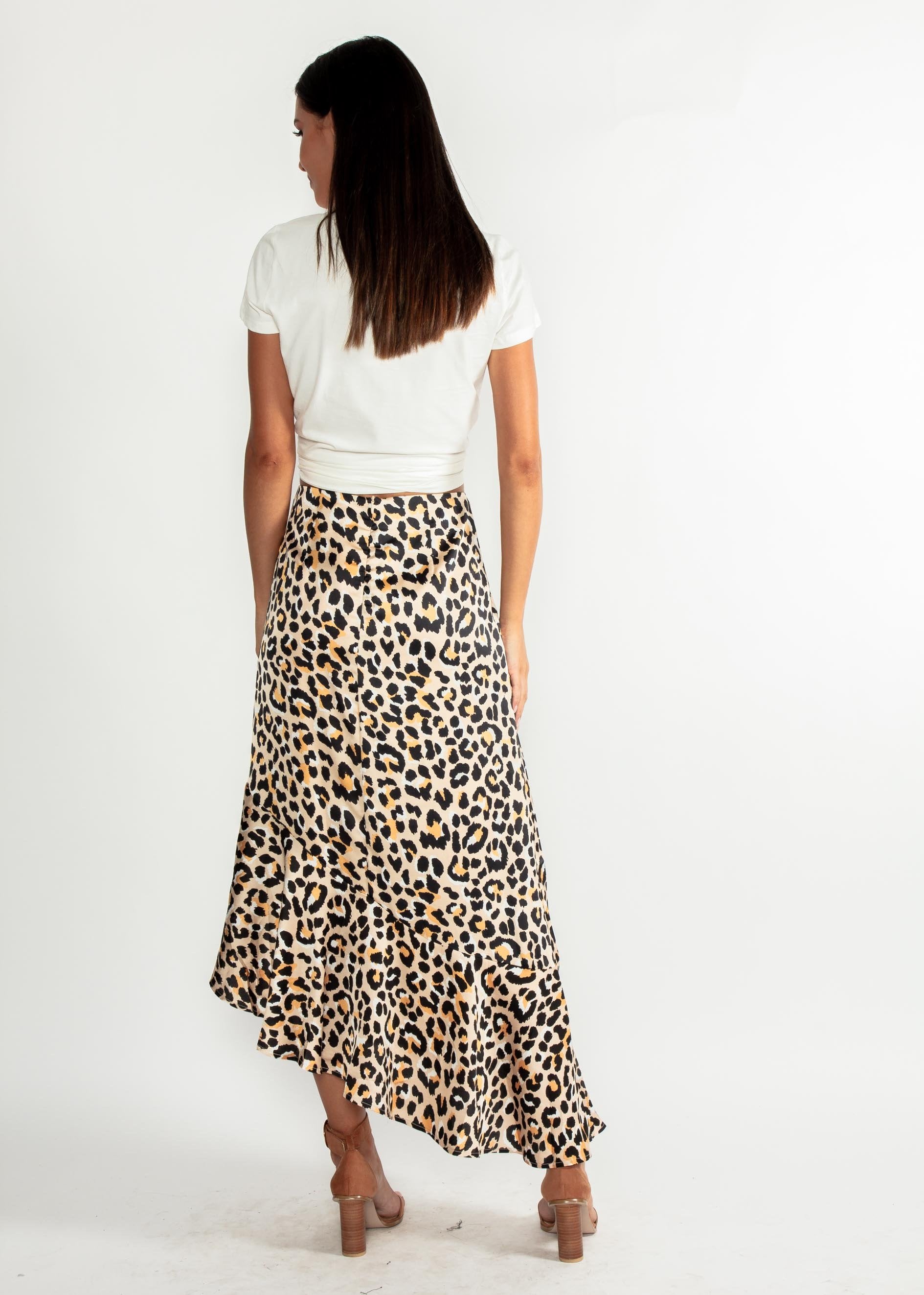 Running Back Midi Skirt - Leopard