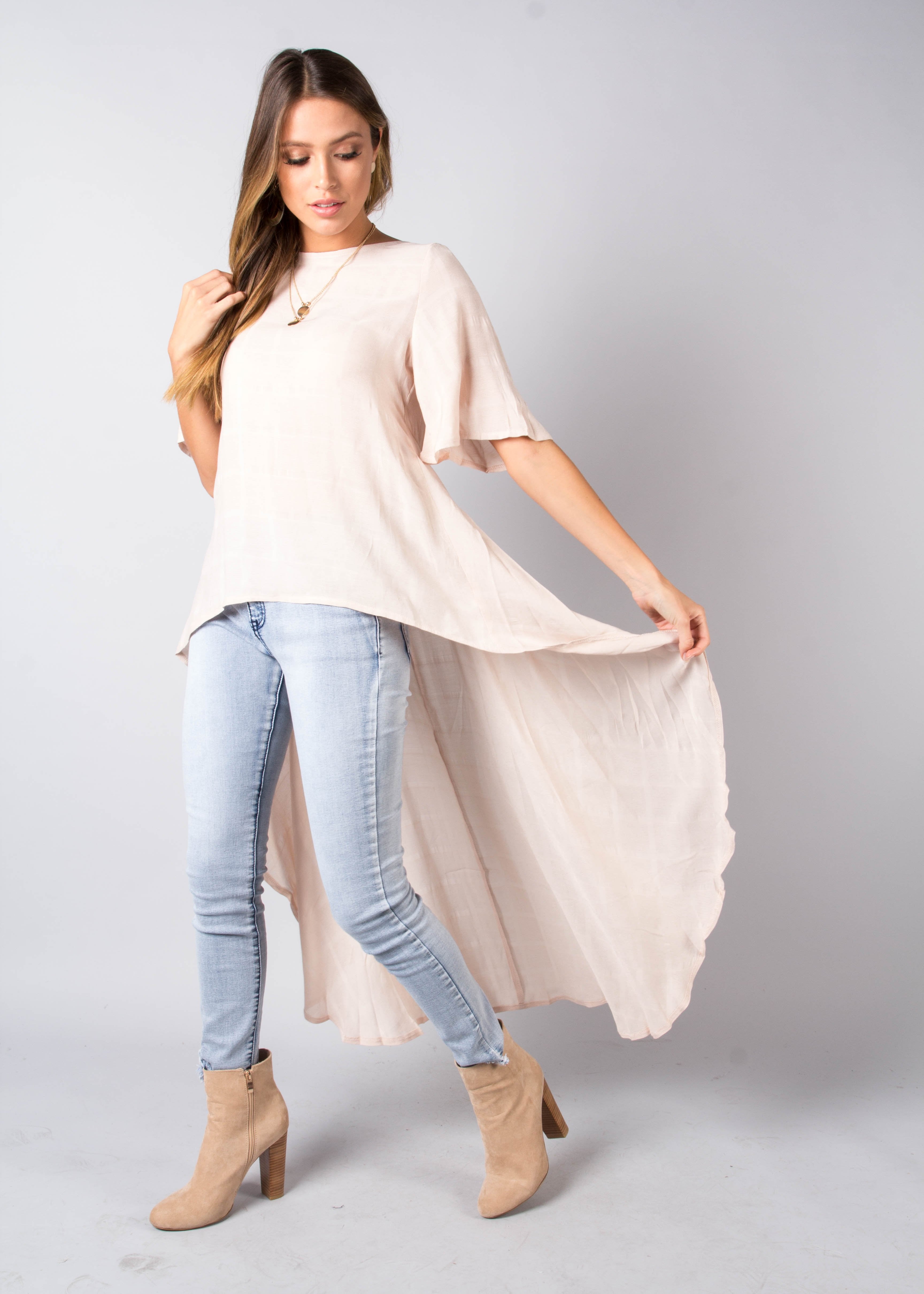 Another Time Hi-Lo Blouse - Blush