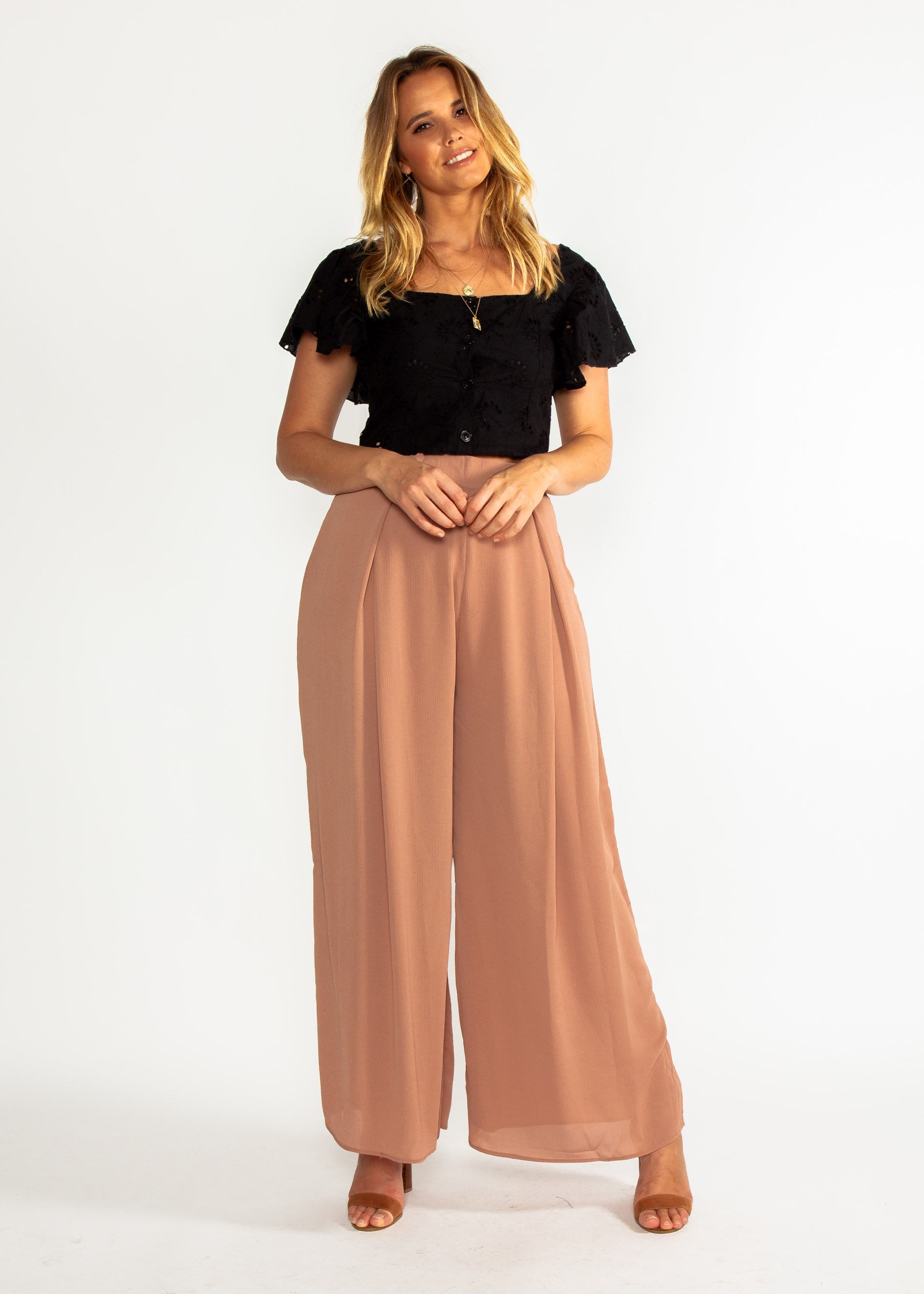 Messina Wide Leg Pants - Coffee