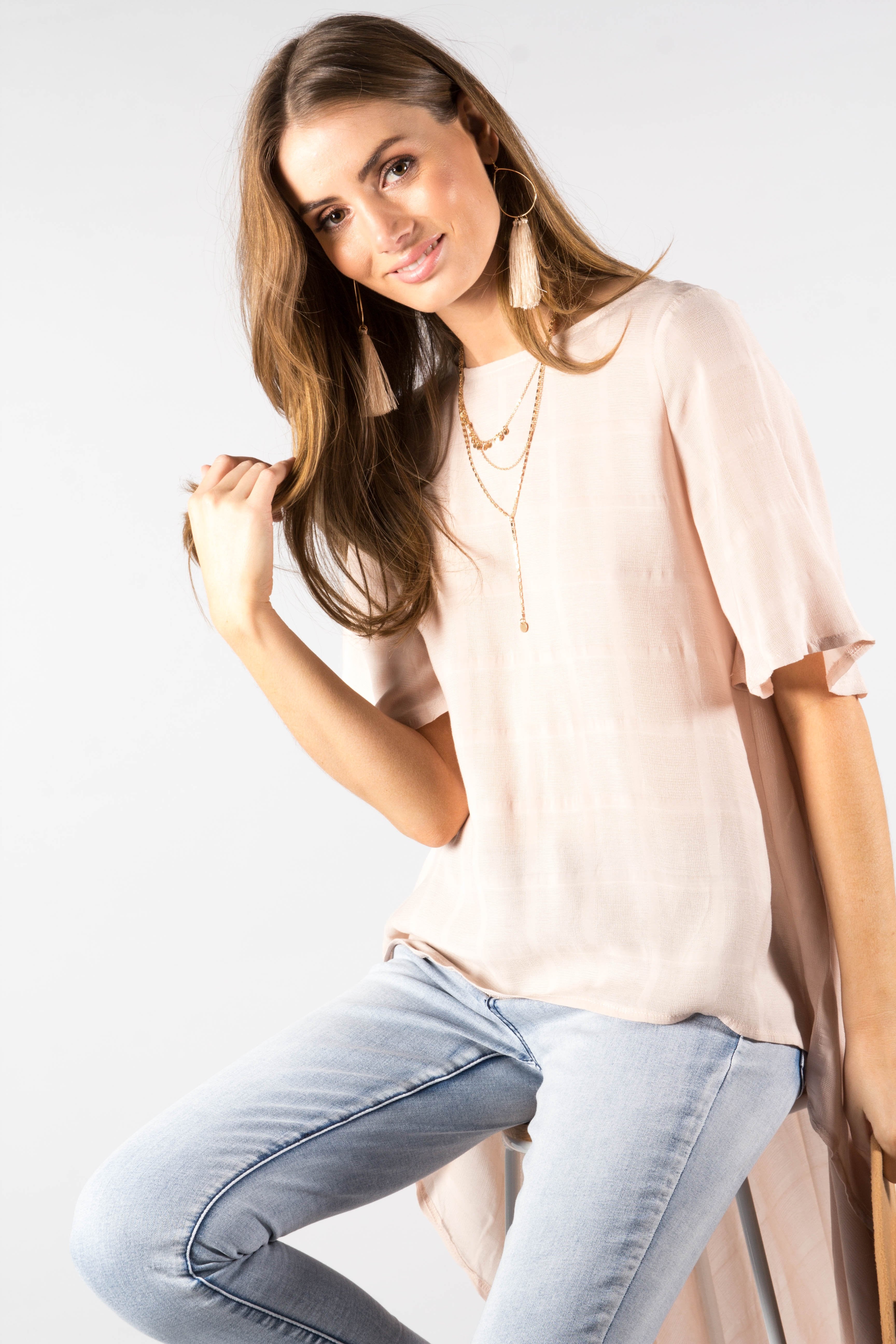 Another Time Hi-Lo Blouse - Blush