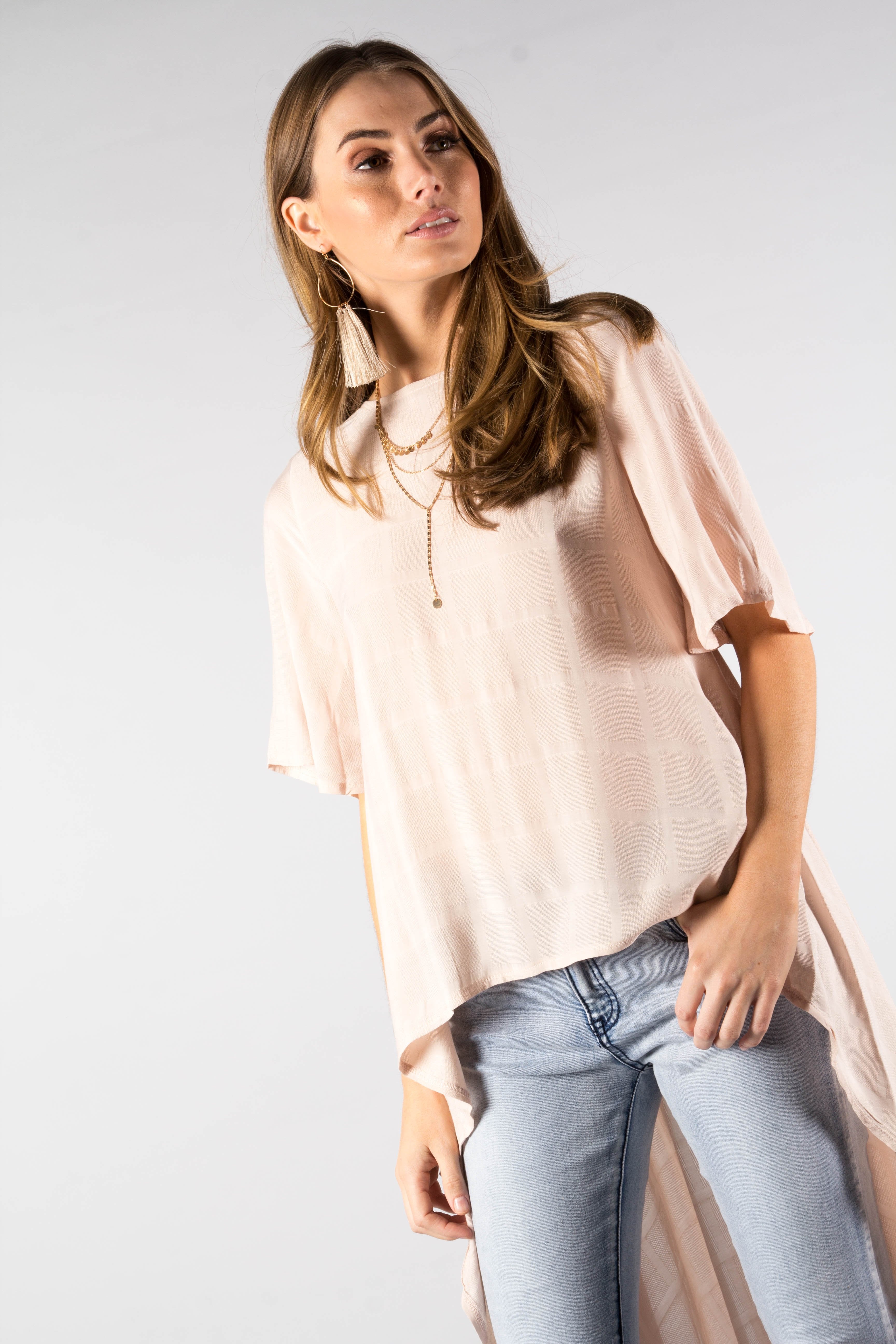 Another Time Hi-Lo Blouse - Blush