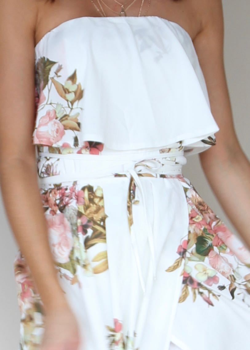 Early Bloom Strapless Maxi - Lillies