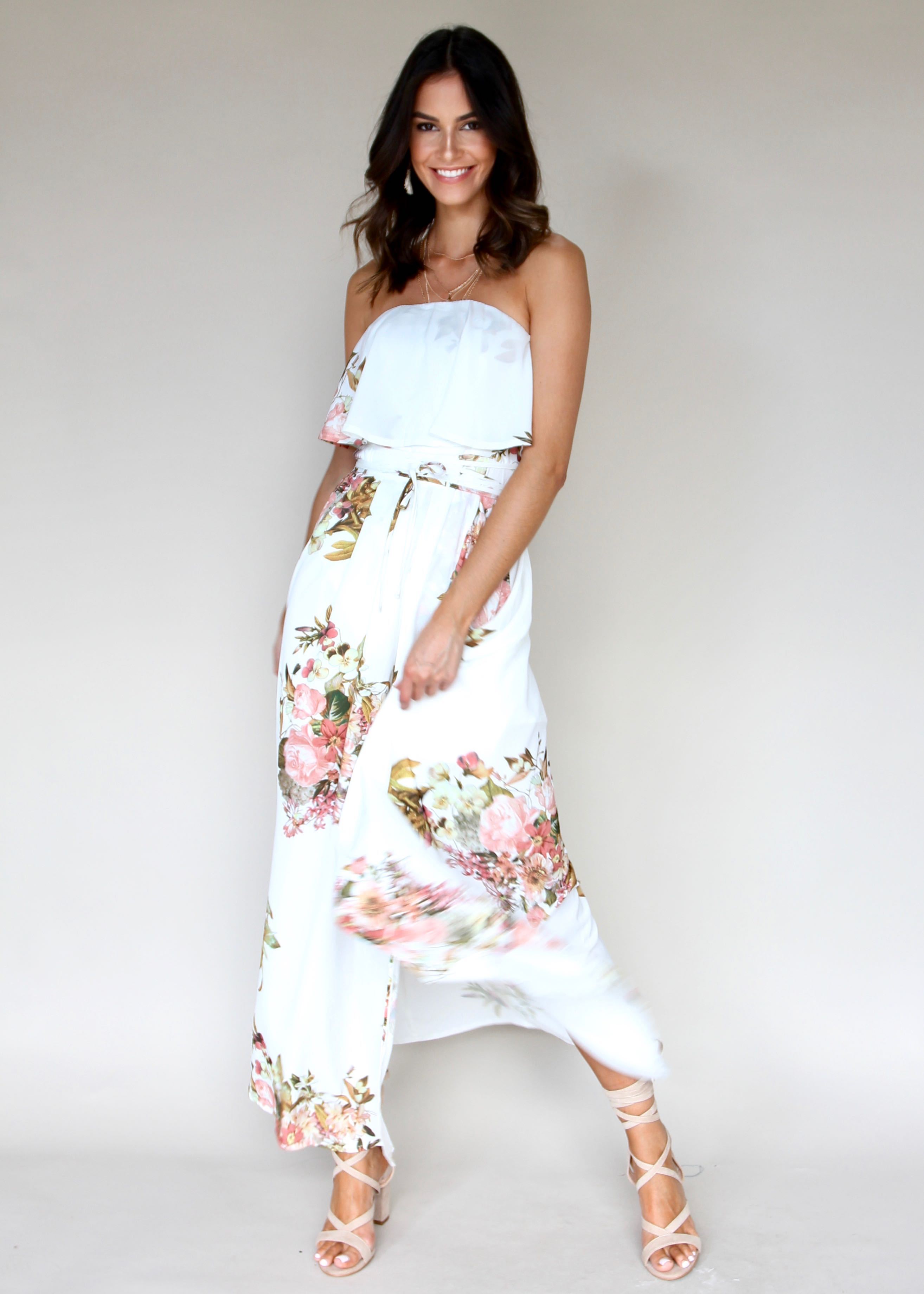 Early Bloom Strapless Maxi - Lillies