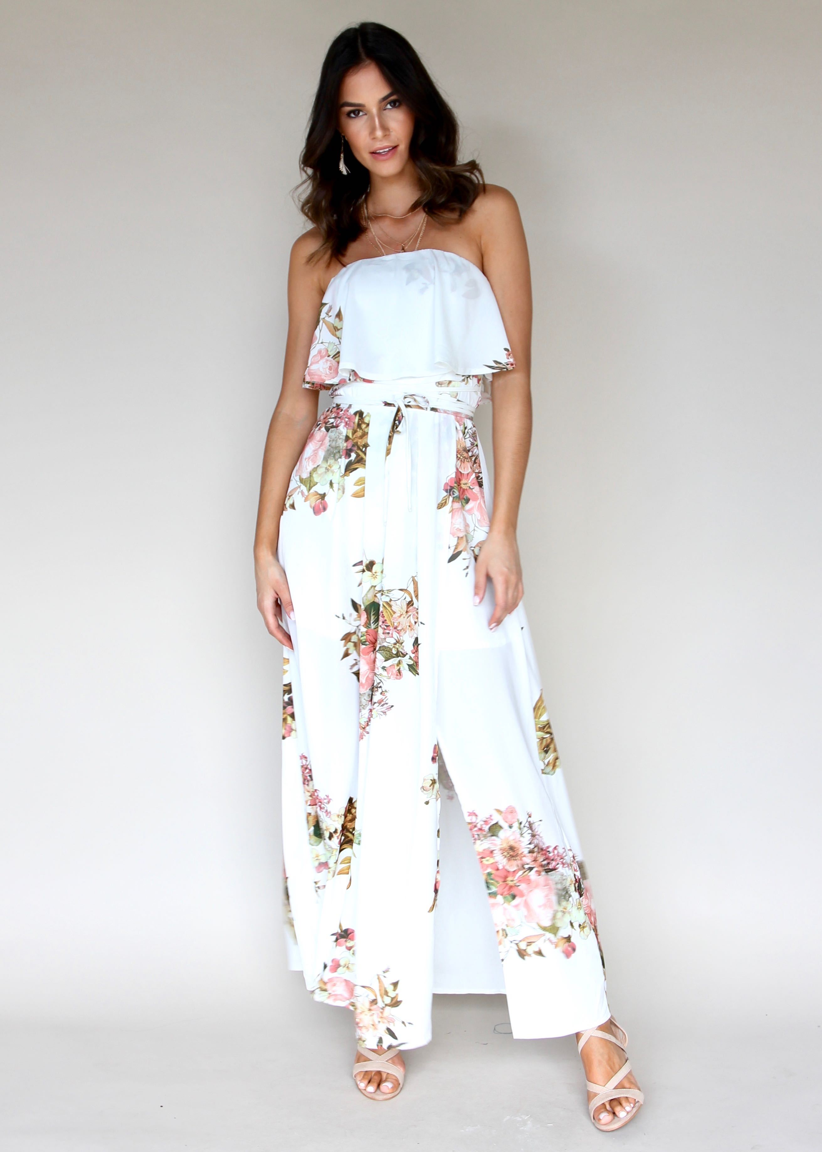 Early Bloom Strapless Maxi - Lillies