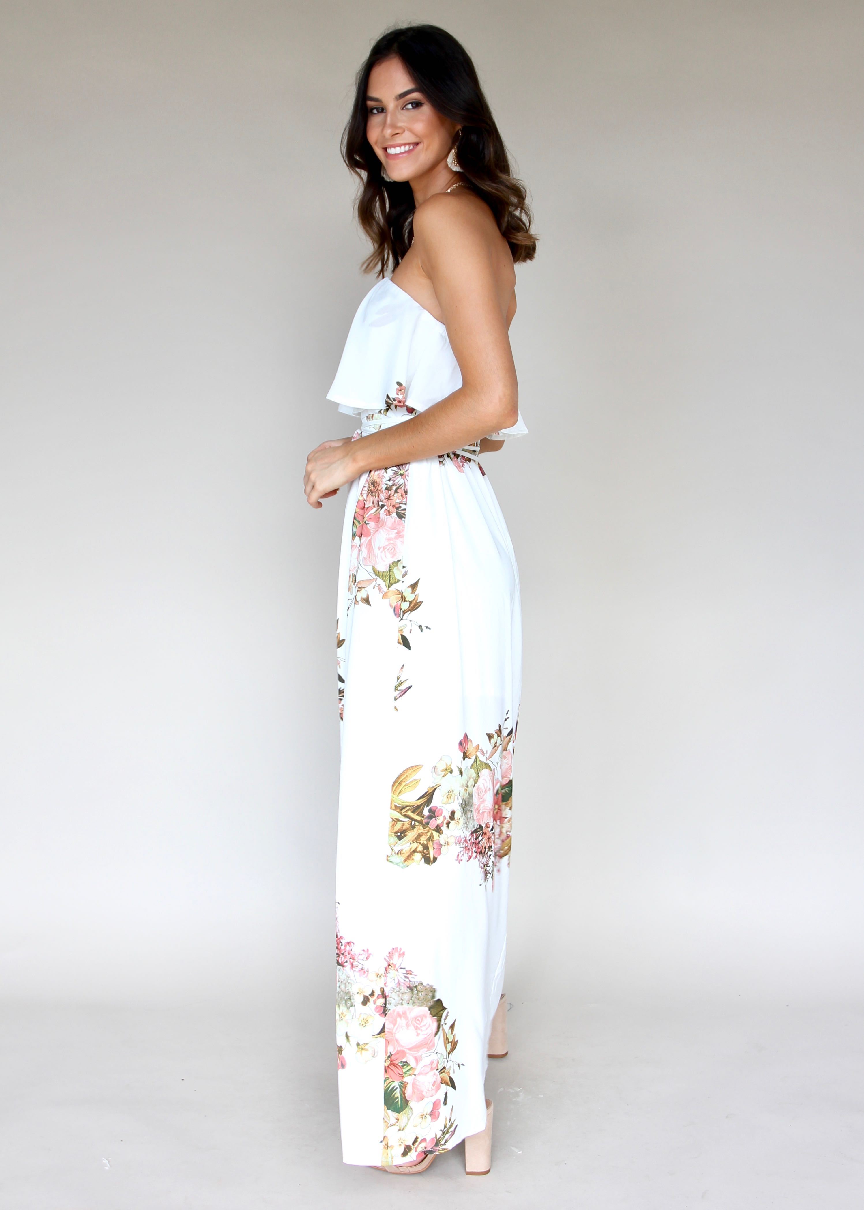 Early Bloom Strapless Maxi - Lillies
