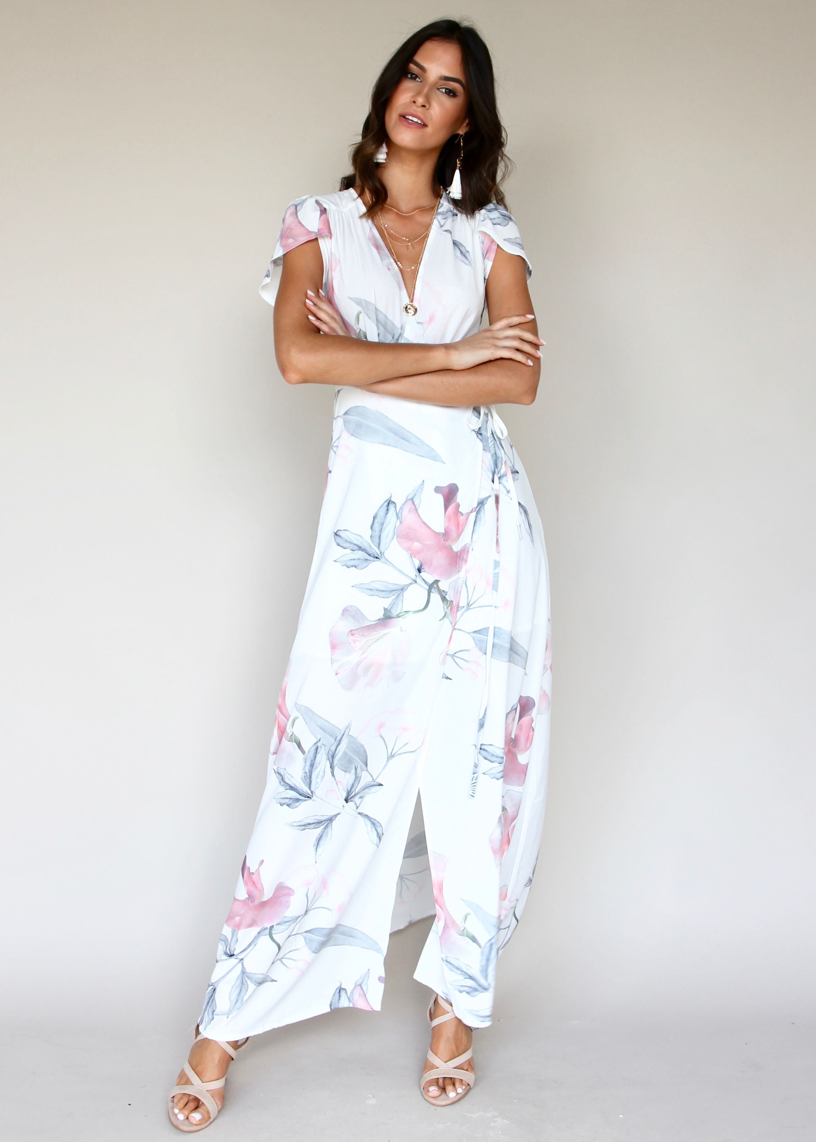 South Branch Maxi Wrap Dress - Pastel Tropical