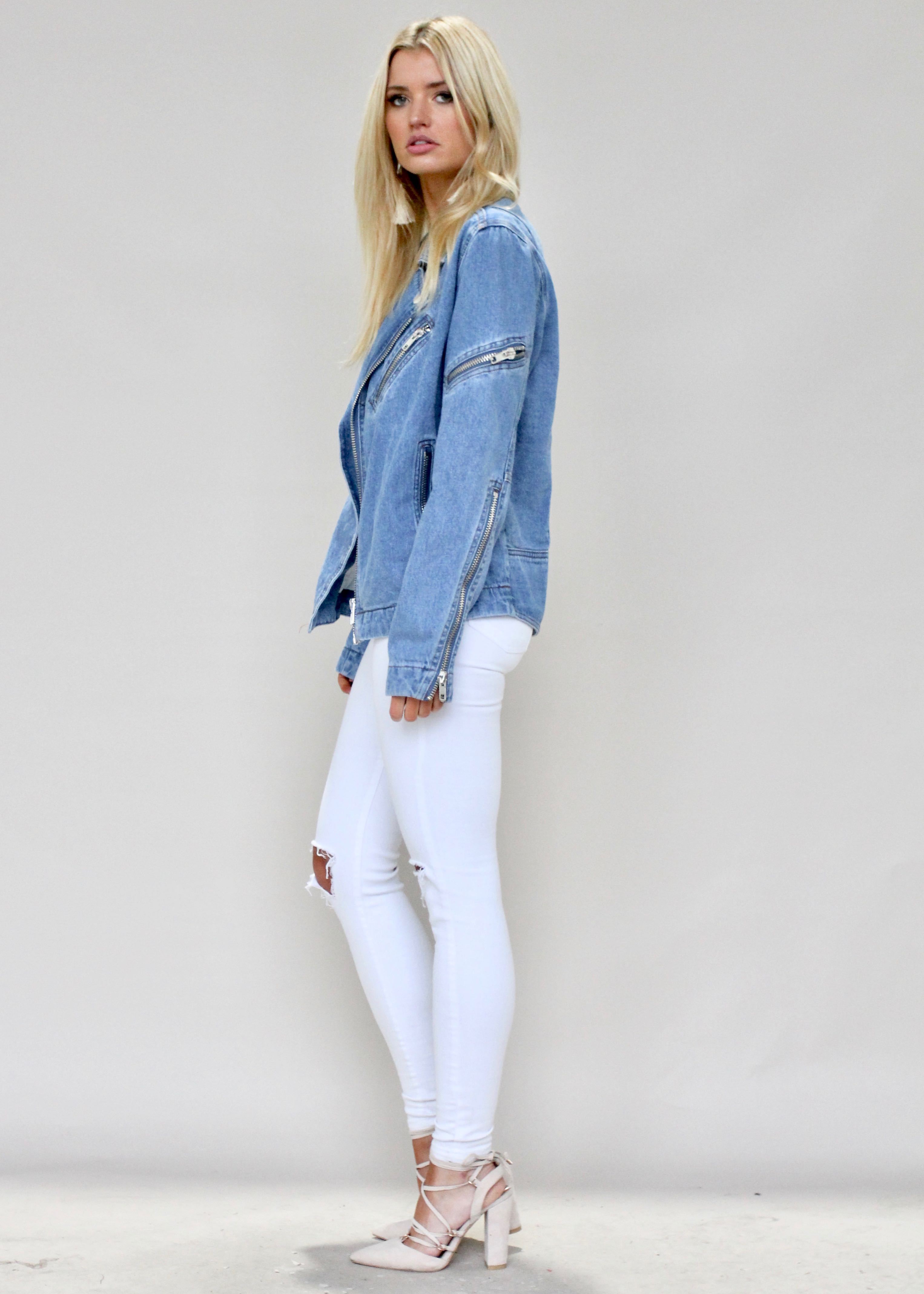 Keep It Cool Denim Jacket - Mid Blue