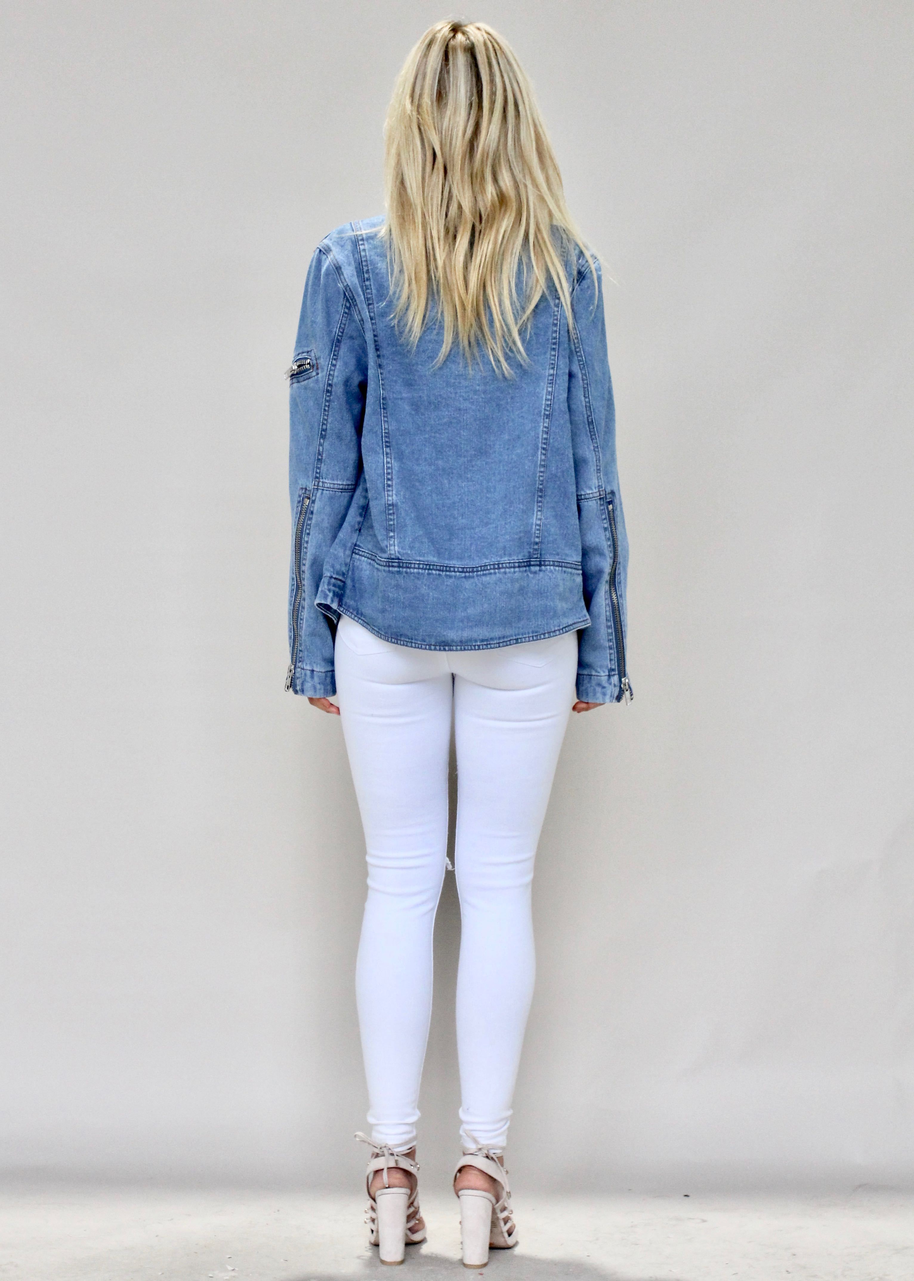 Keep It Cool Denim Jacket - Mid Blue
