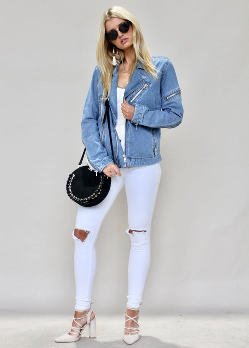 Keep It Cool Denim Jacket - Mid Blue