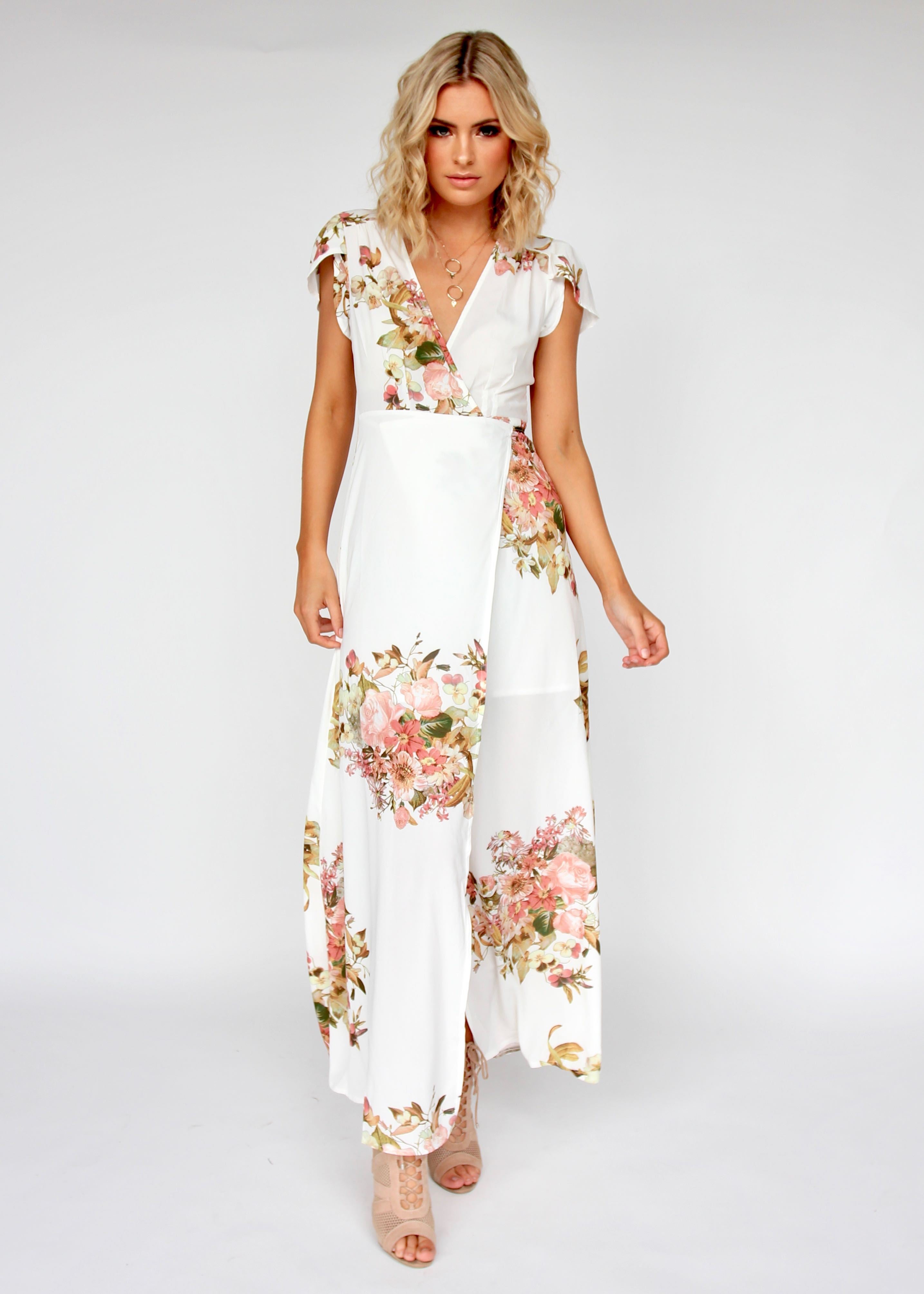South Branch Wrap Maxi Dress - Lillies