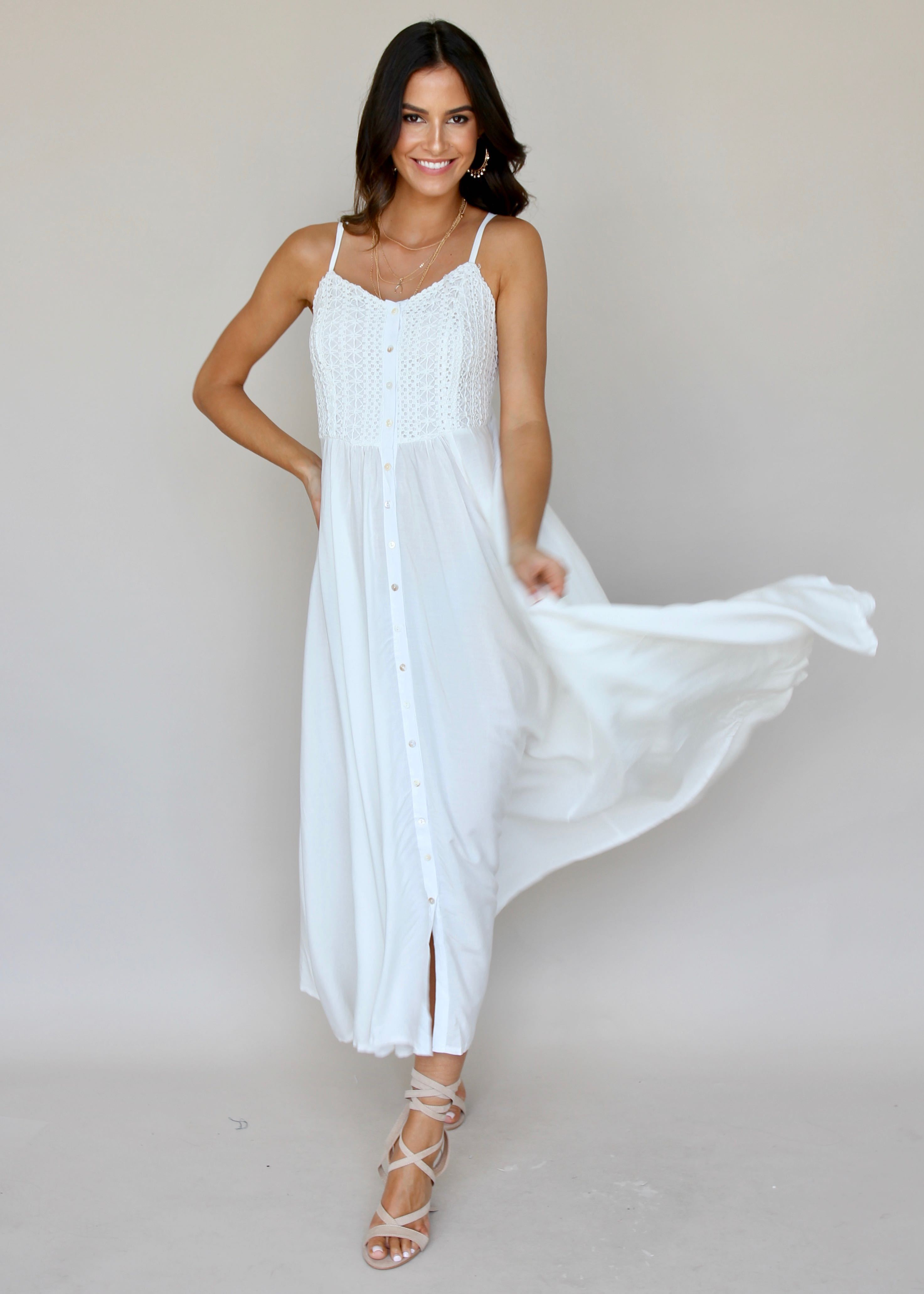 Mimi Maxi Dress - White Embroidered