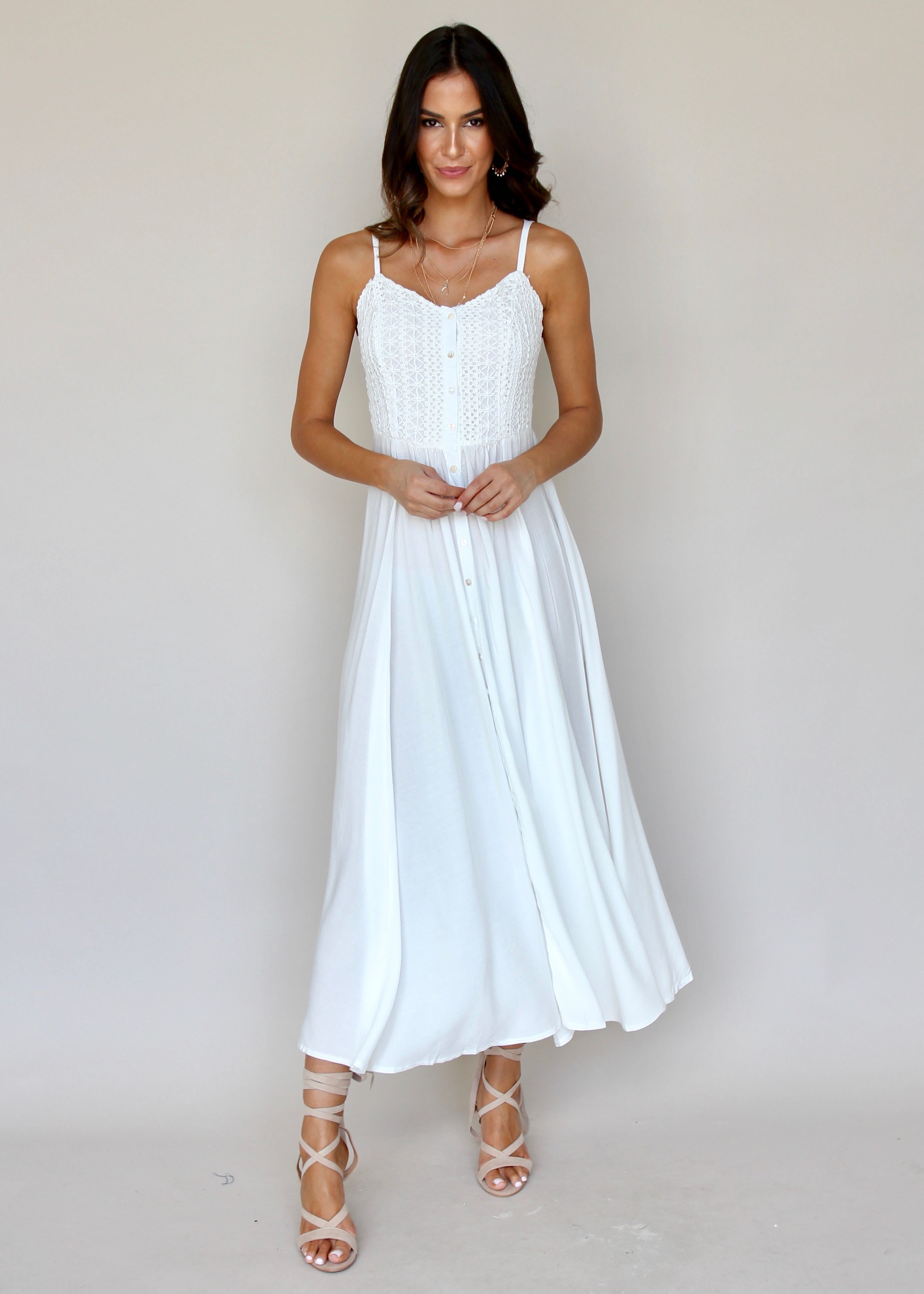 Mimi Maxi Dress - White Embroidered