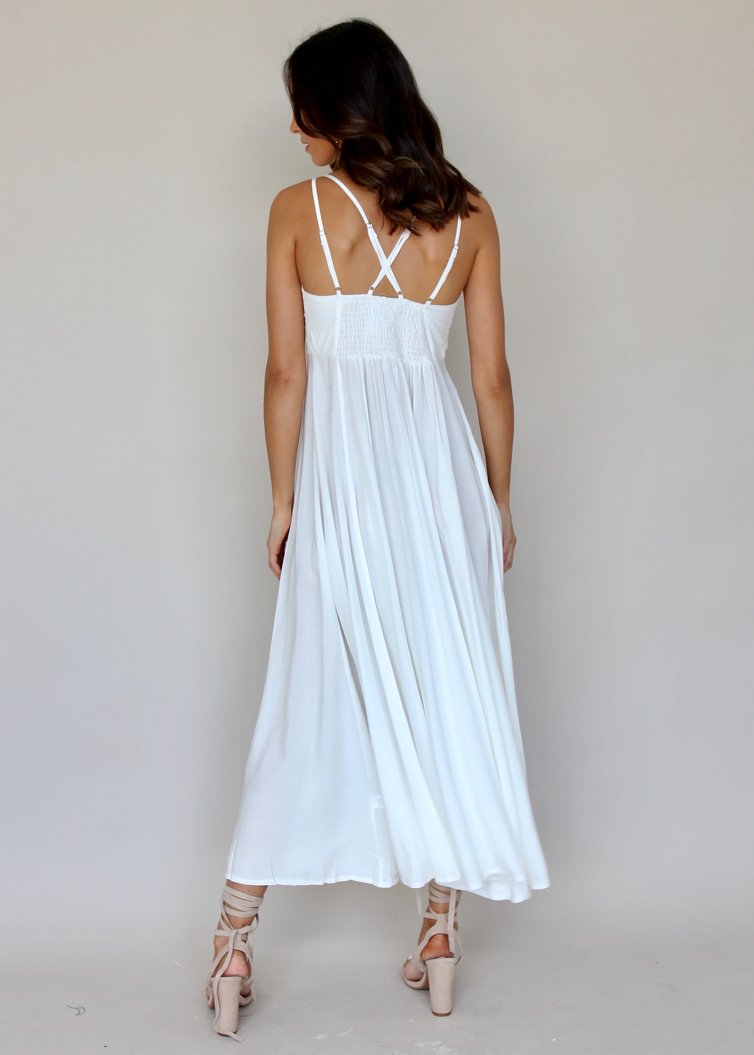 Mimi Maxi Dress - White Embroidered