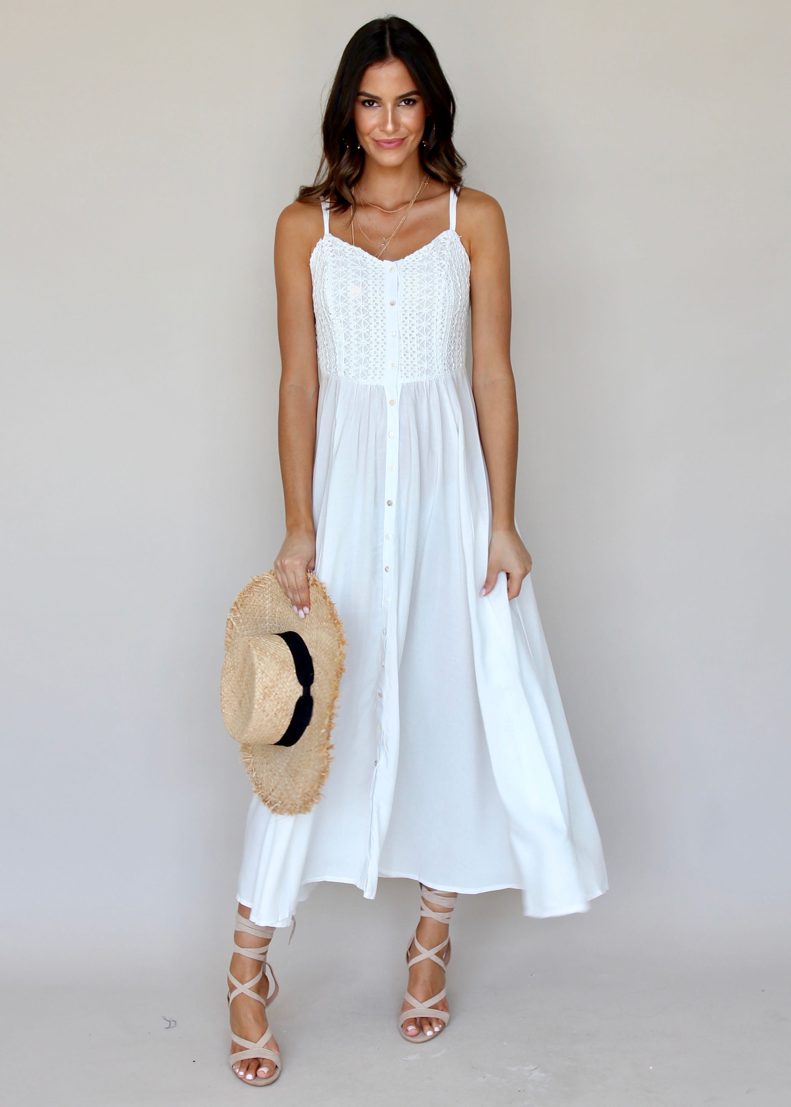 Mimi Maxi Dress - White Embroidered