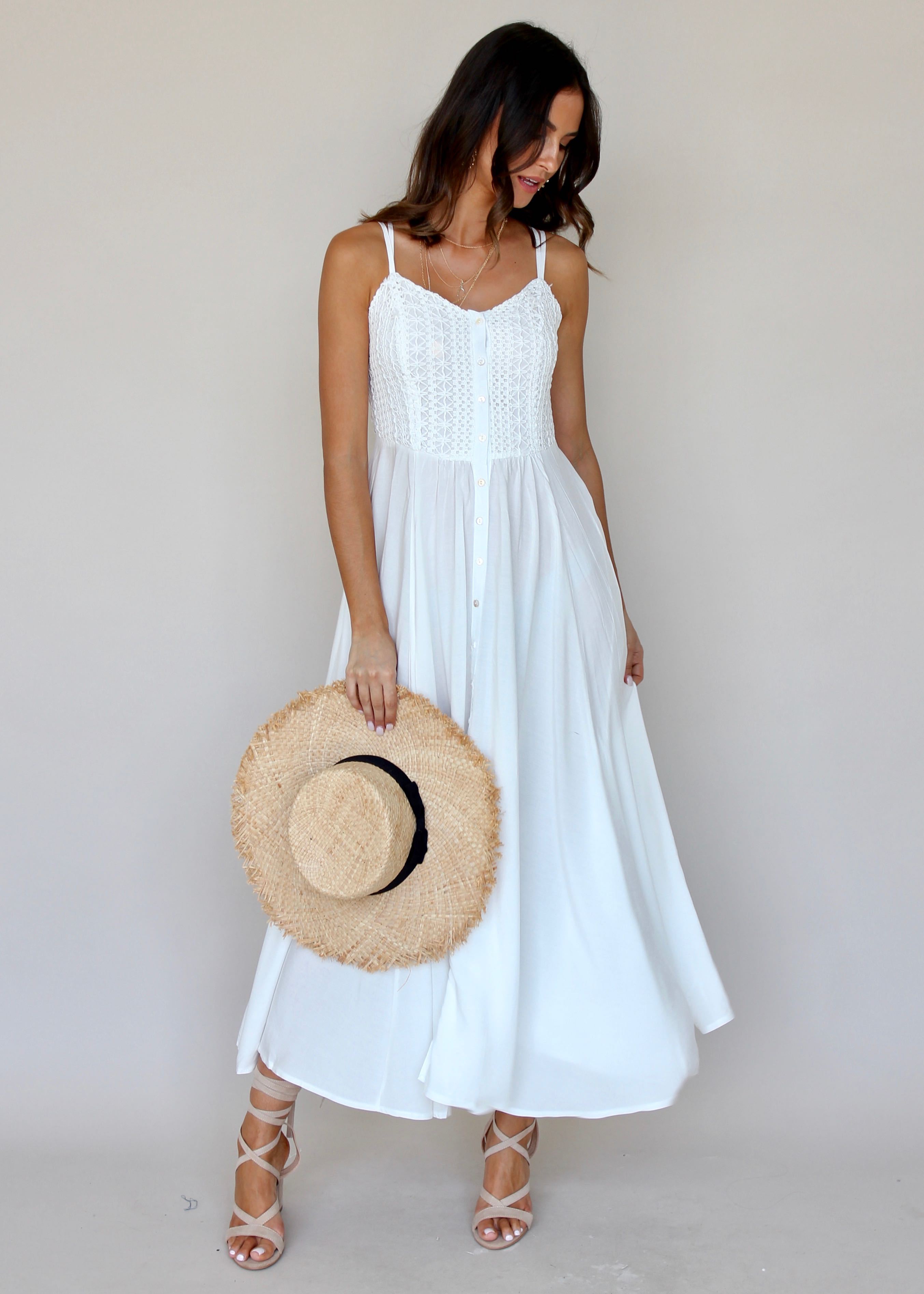 Mimi Maxi Dress - White Embroidered