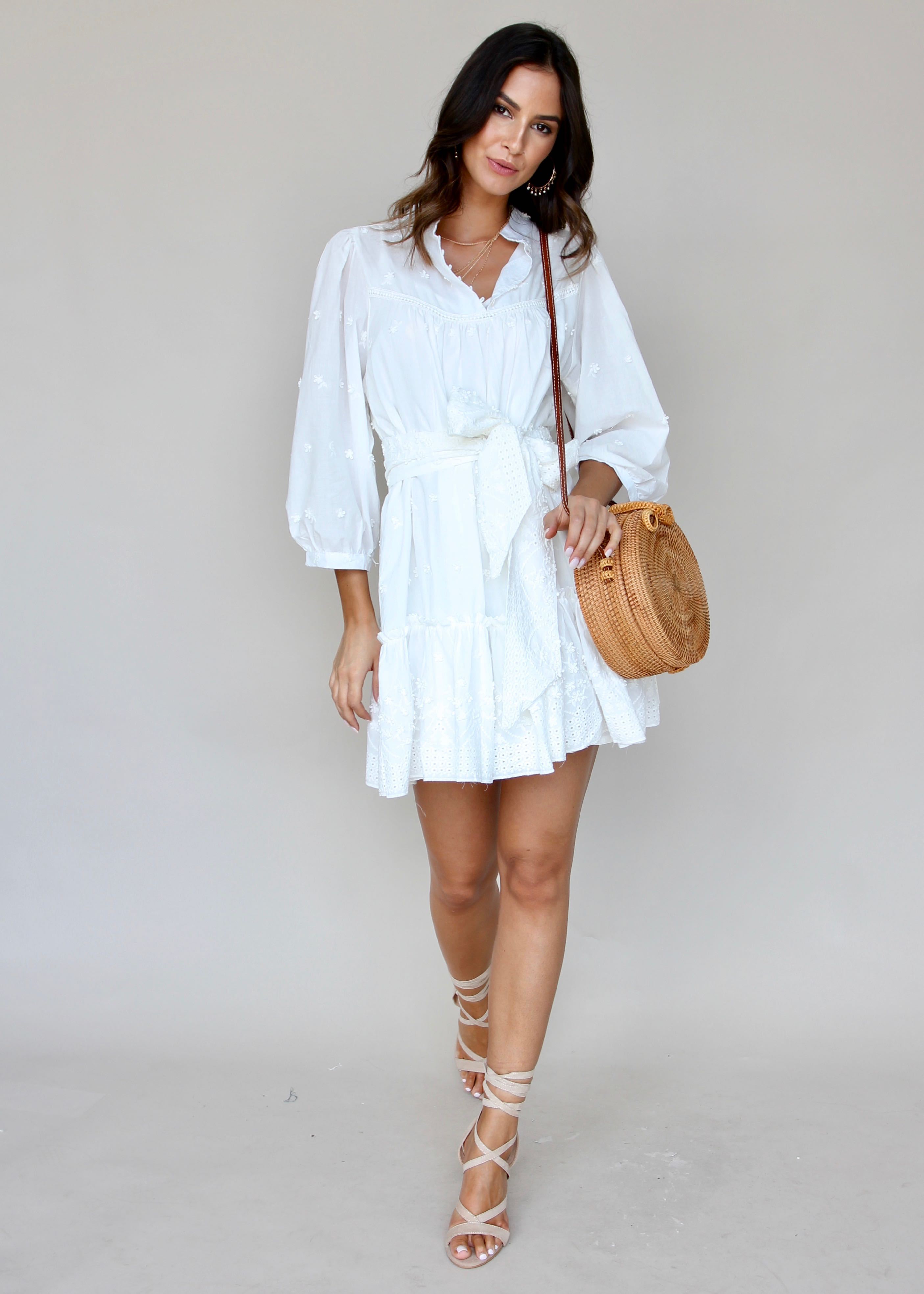 Coco Swing Dress - White Embroidered