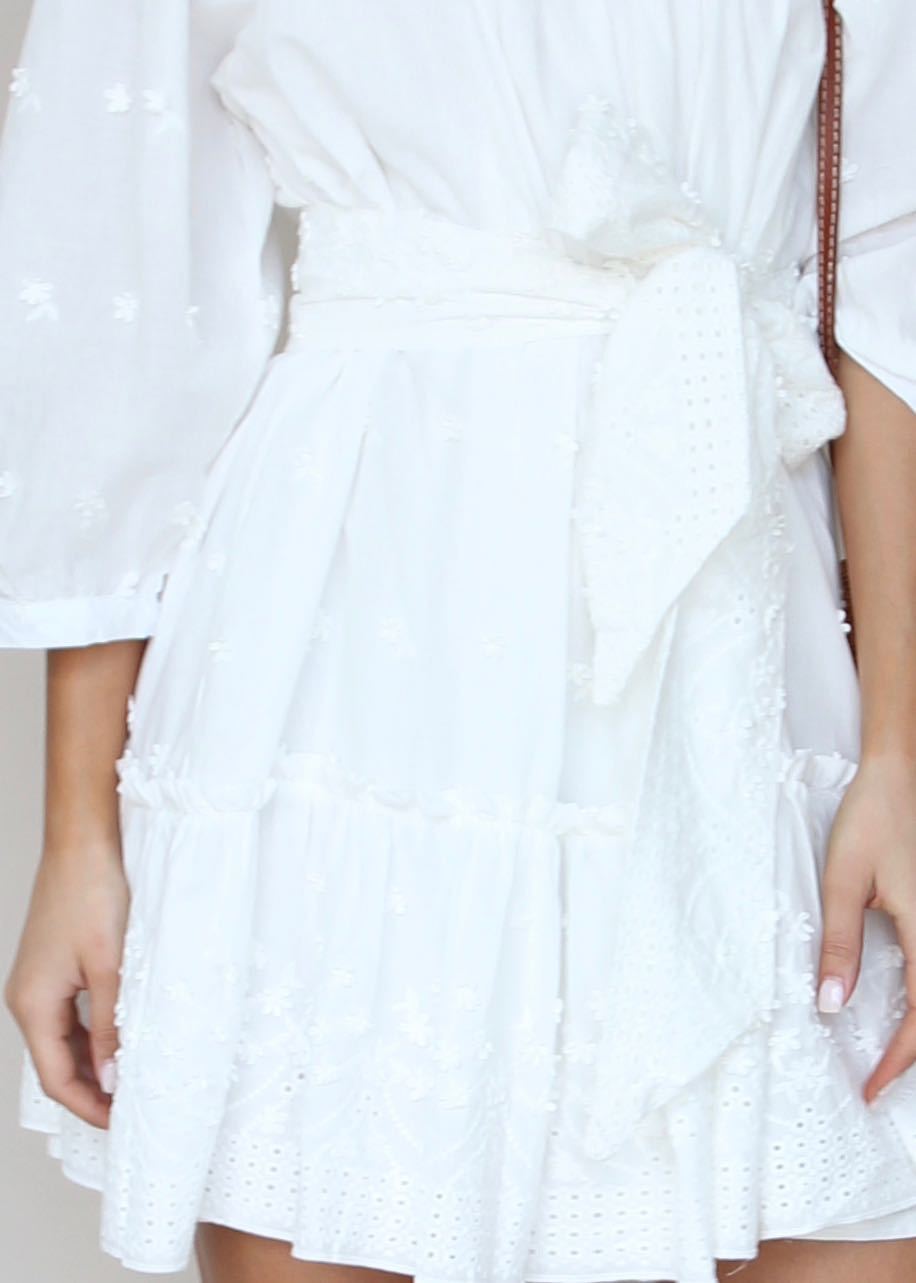 Coco Swing Dress - White Embroidered