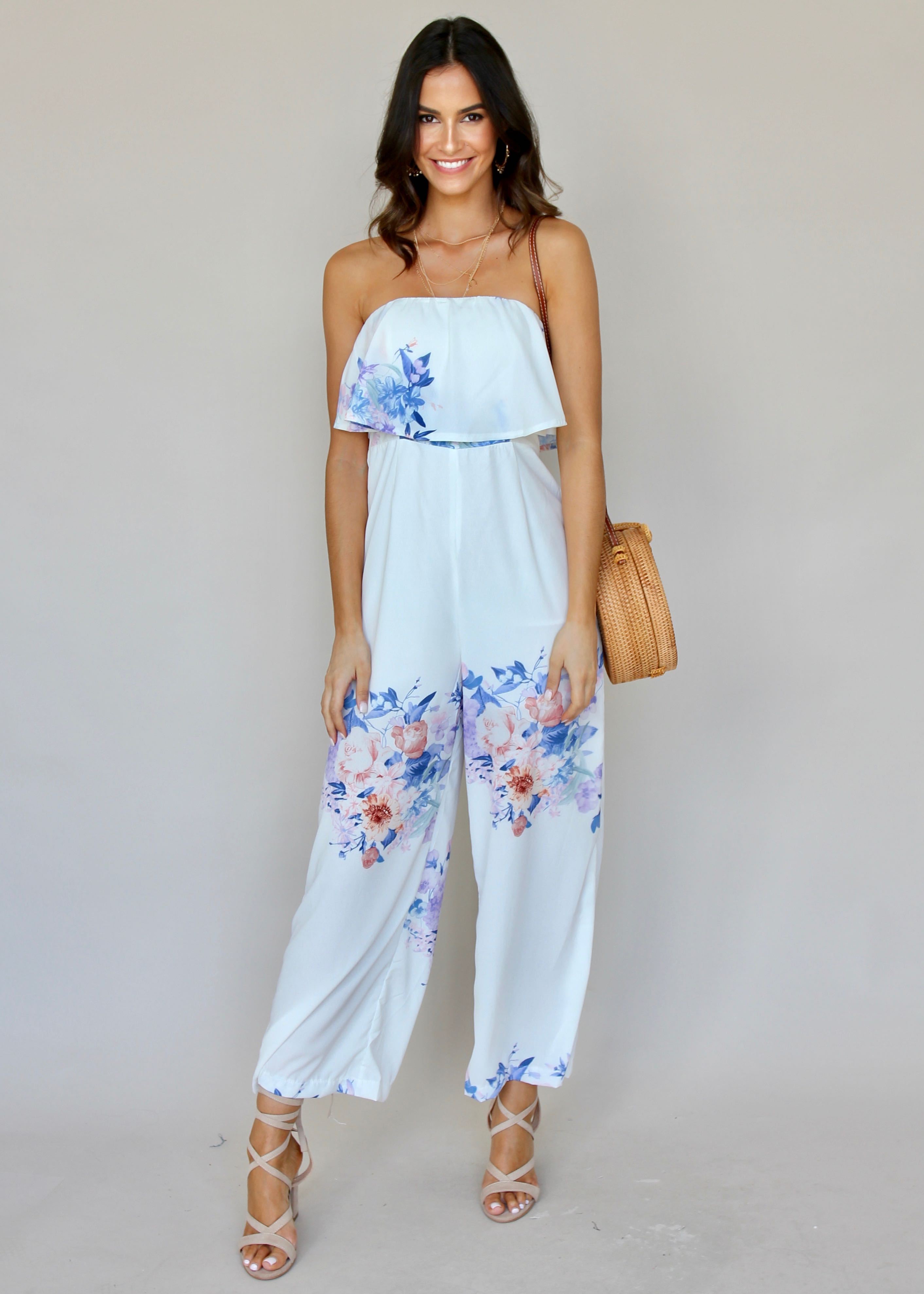 Burning Sun Strapless Pantsuit - Pastel