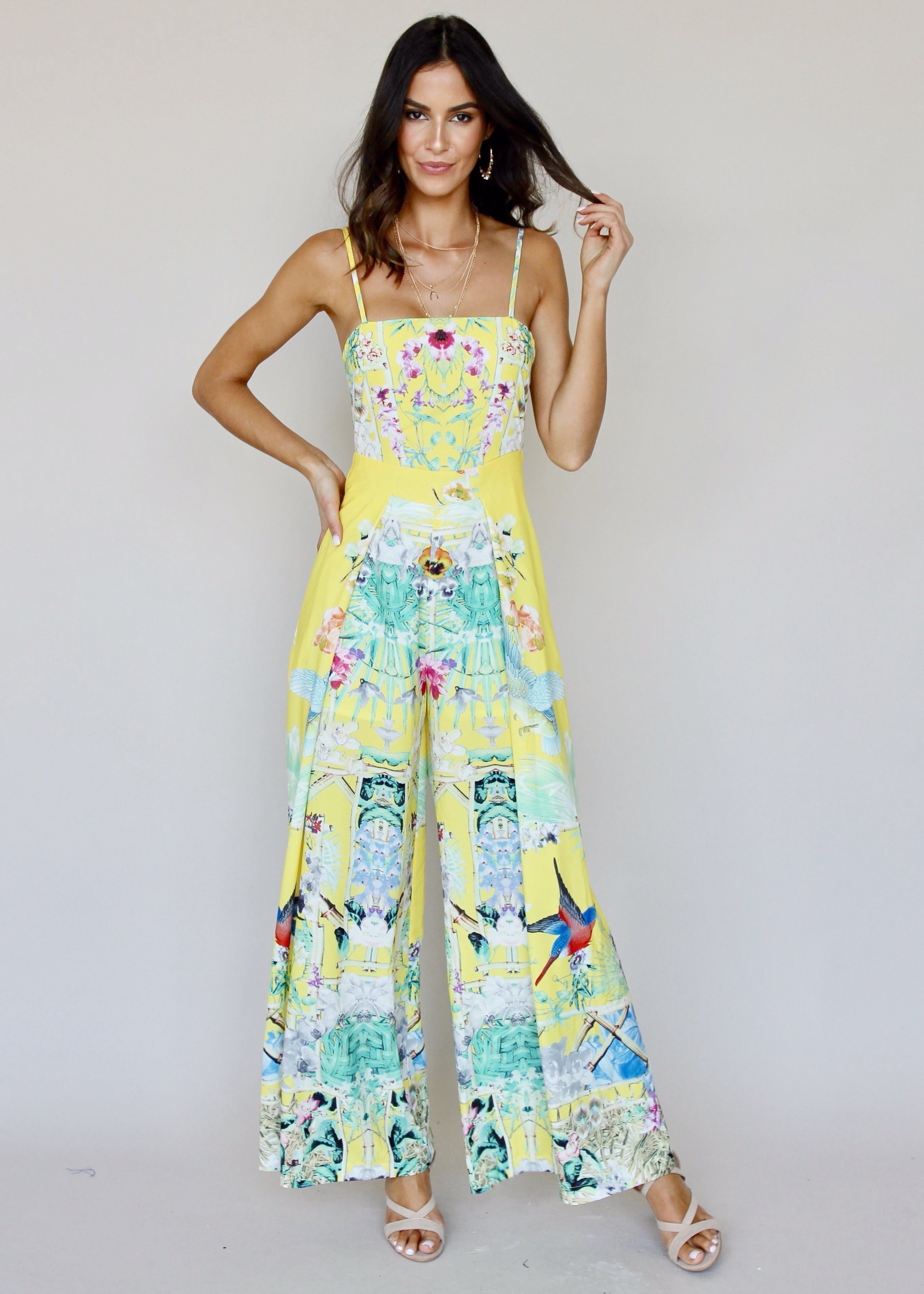 Walk On By Pantsuit - Yellow Tribal
