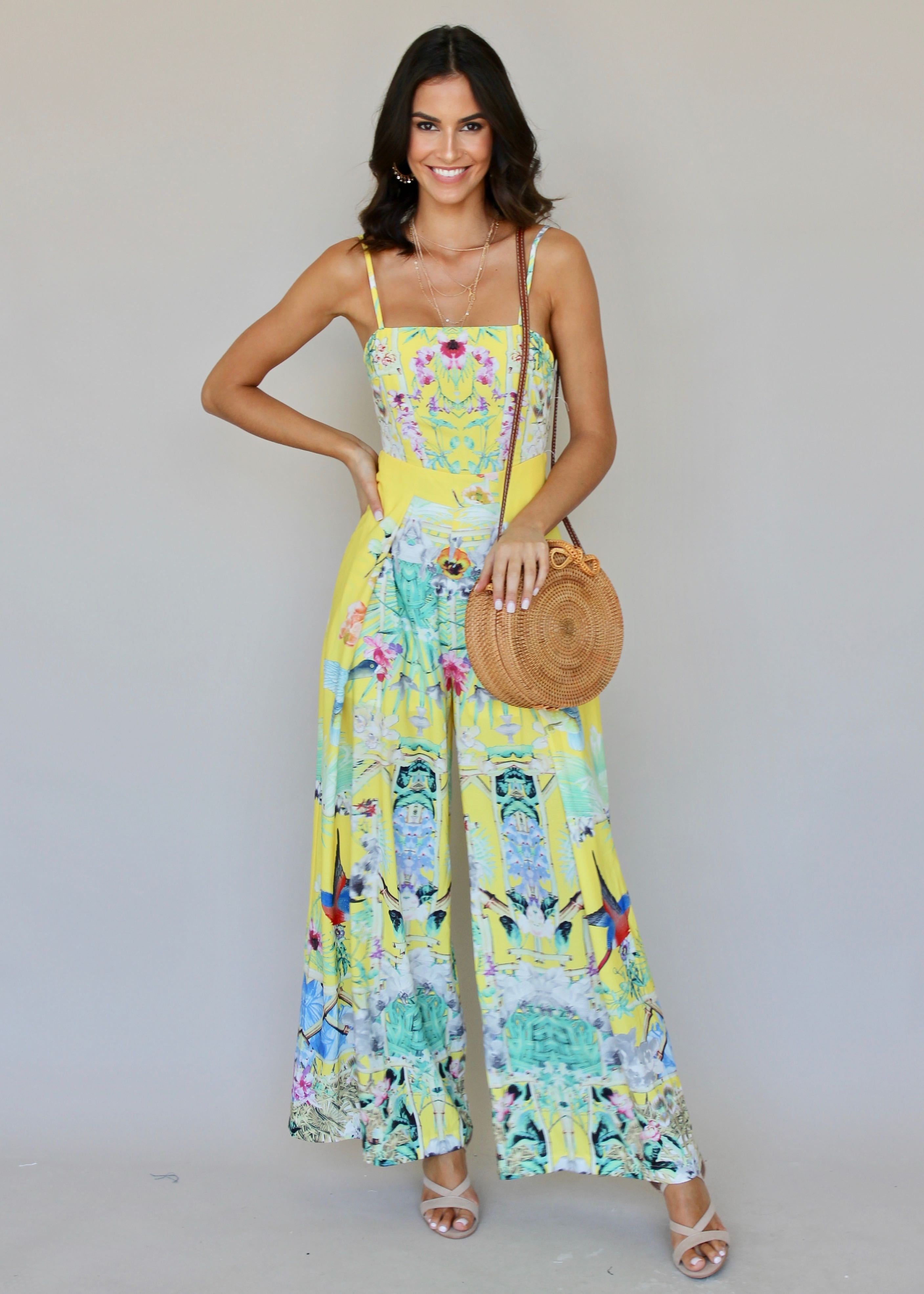 Walk On By Pantsuit - Yellow Tribal