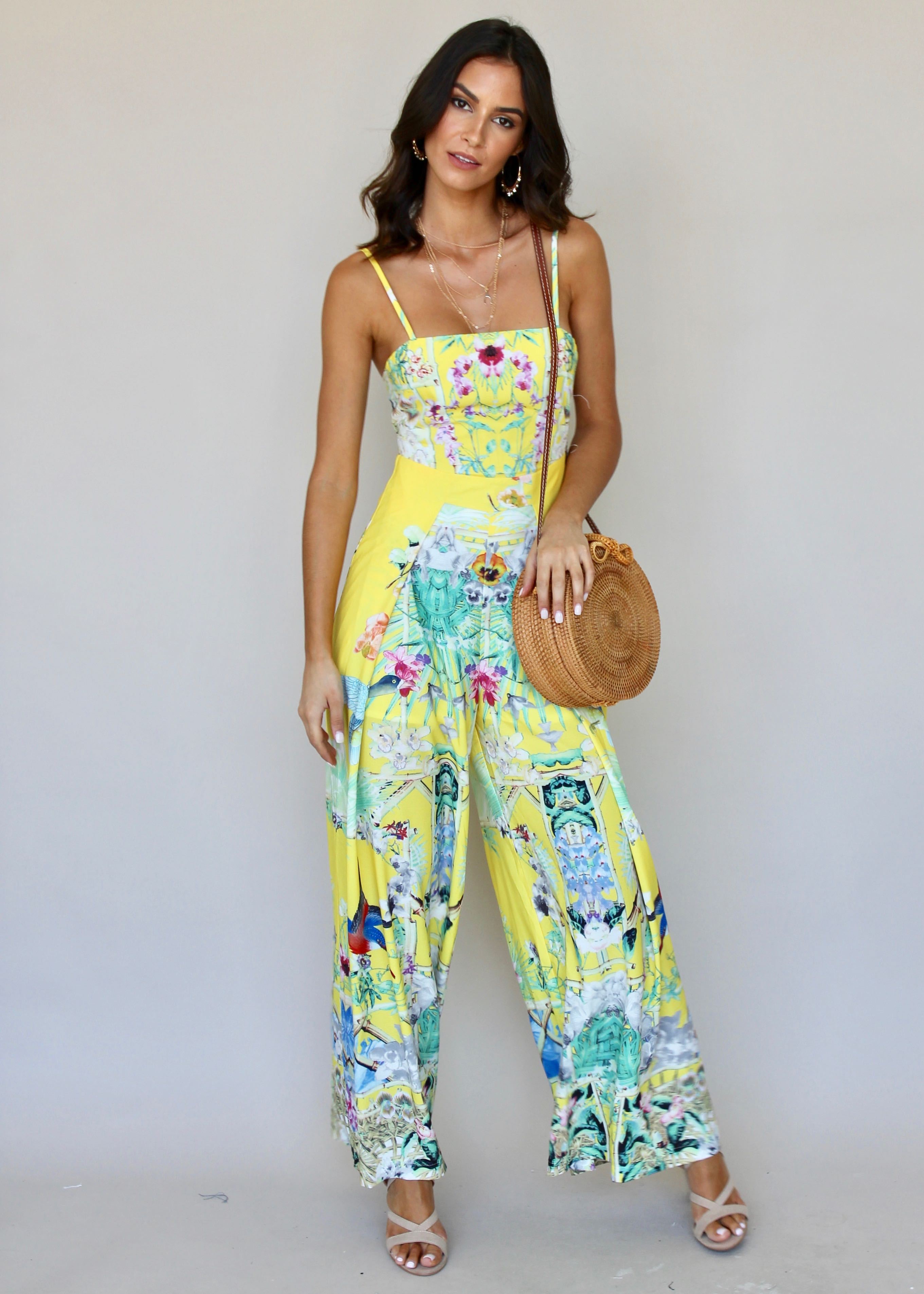 Walk On By Pantsuit - Yellow Tribal