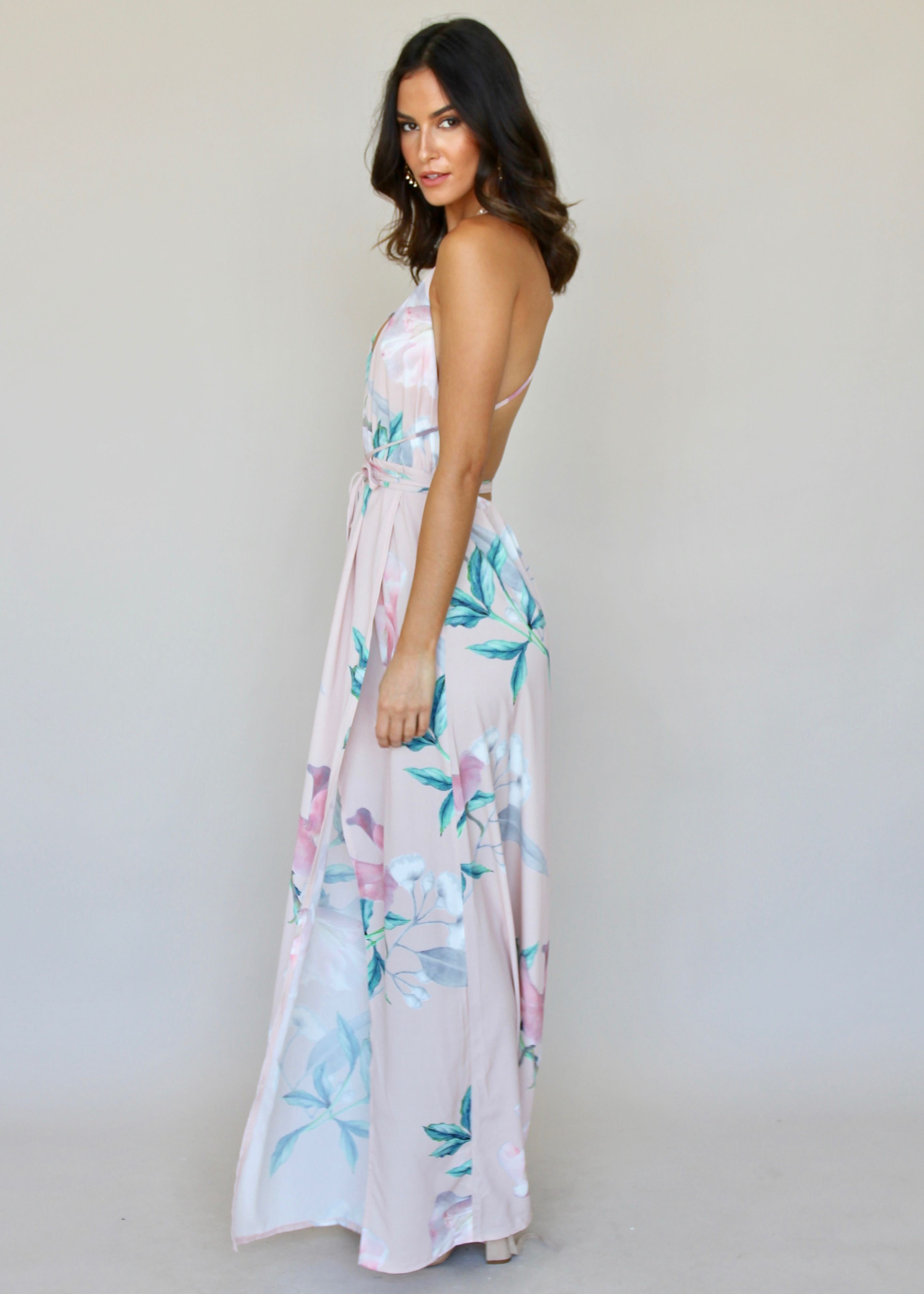 Karmen Halter Maxi Dress - Pink Tropical