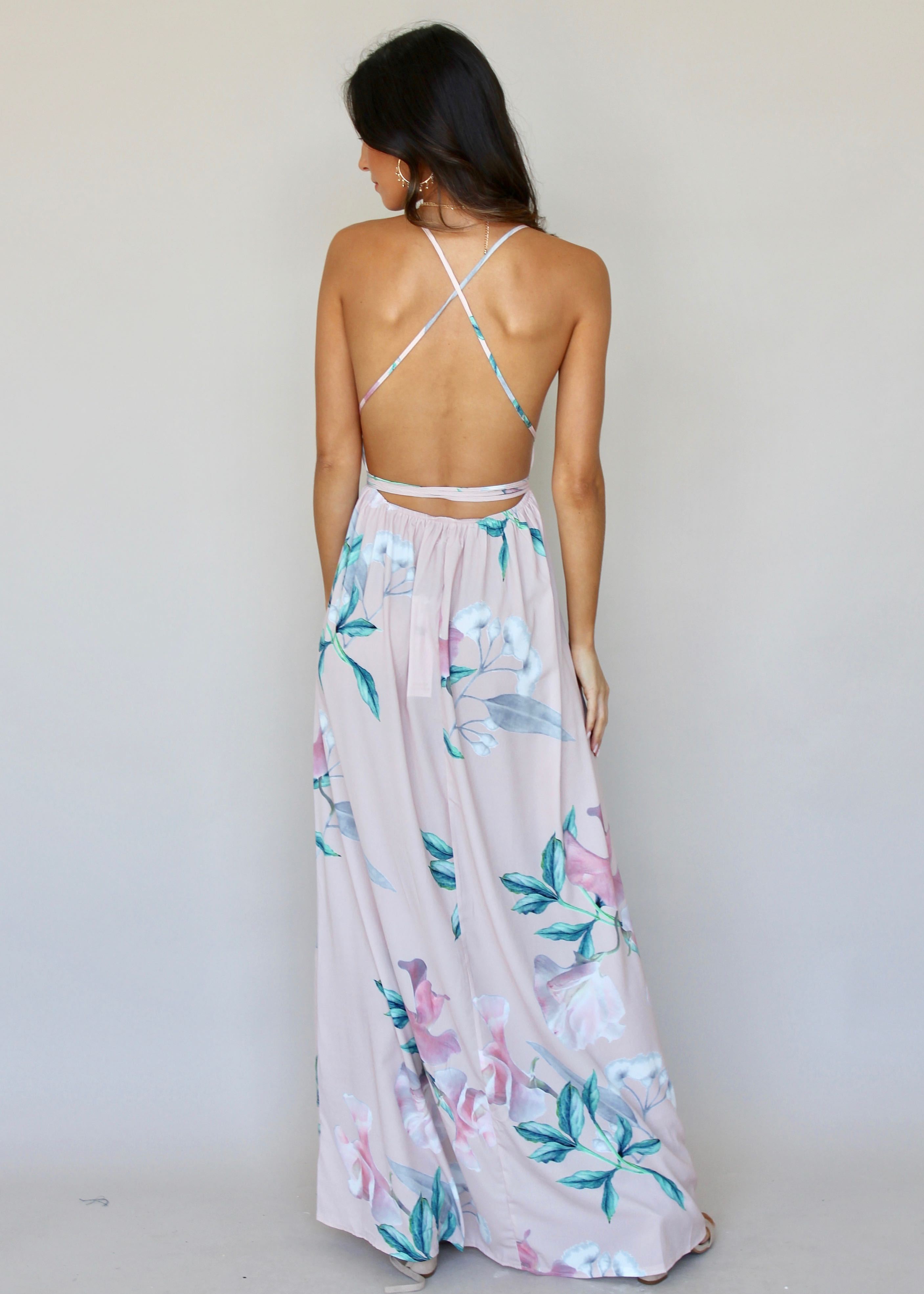 Karmen Halter Maxi Dress - Pink Tropical