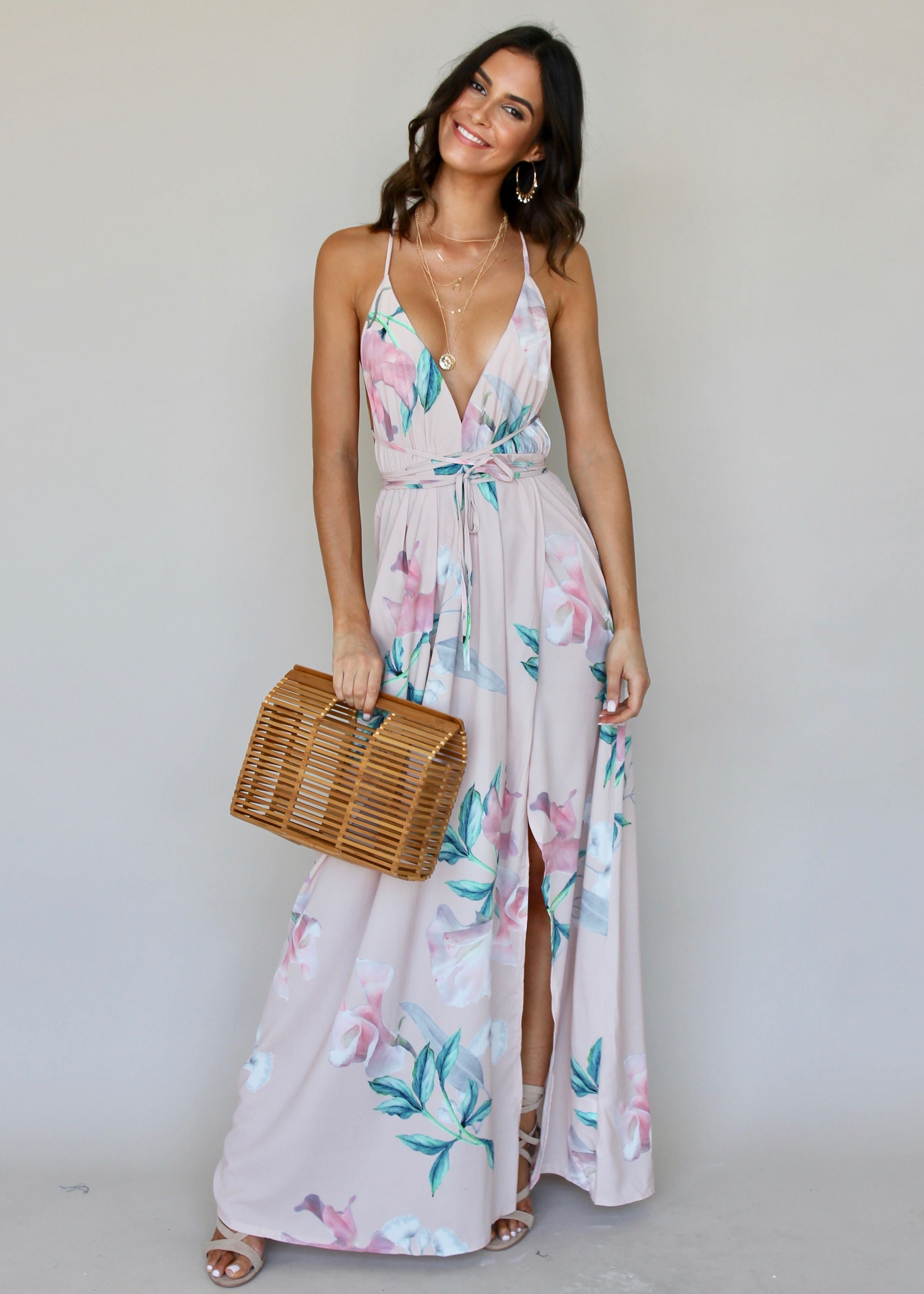 Karmen Halter Maxi Dress - Pink Tropical