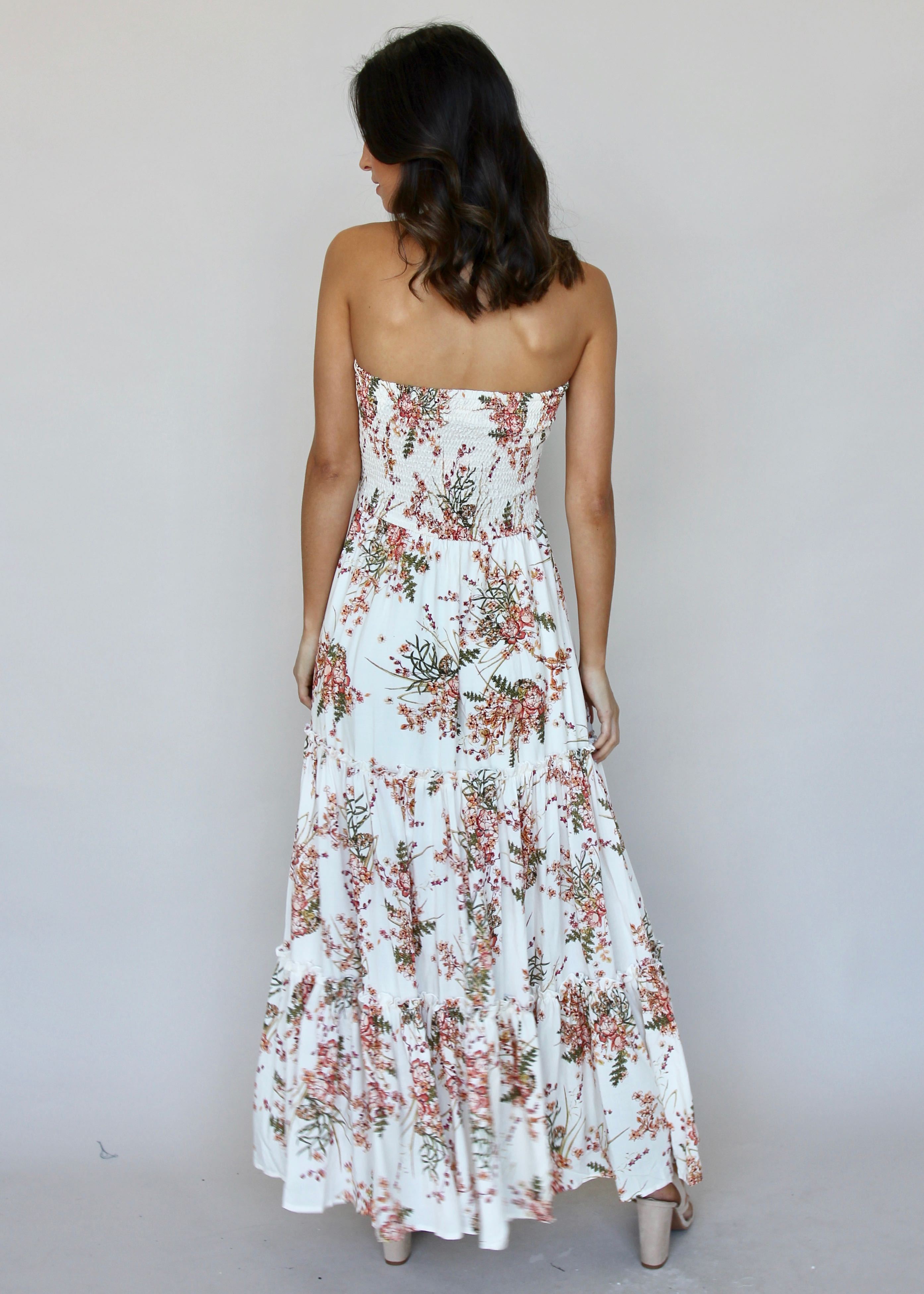 Love & Light Strapless Maxi Dress - Flower Fields