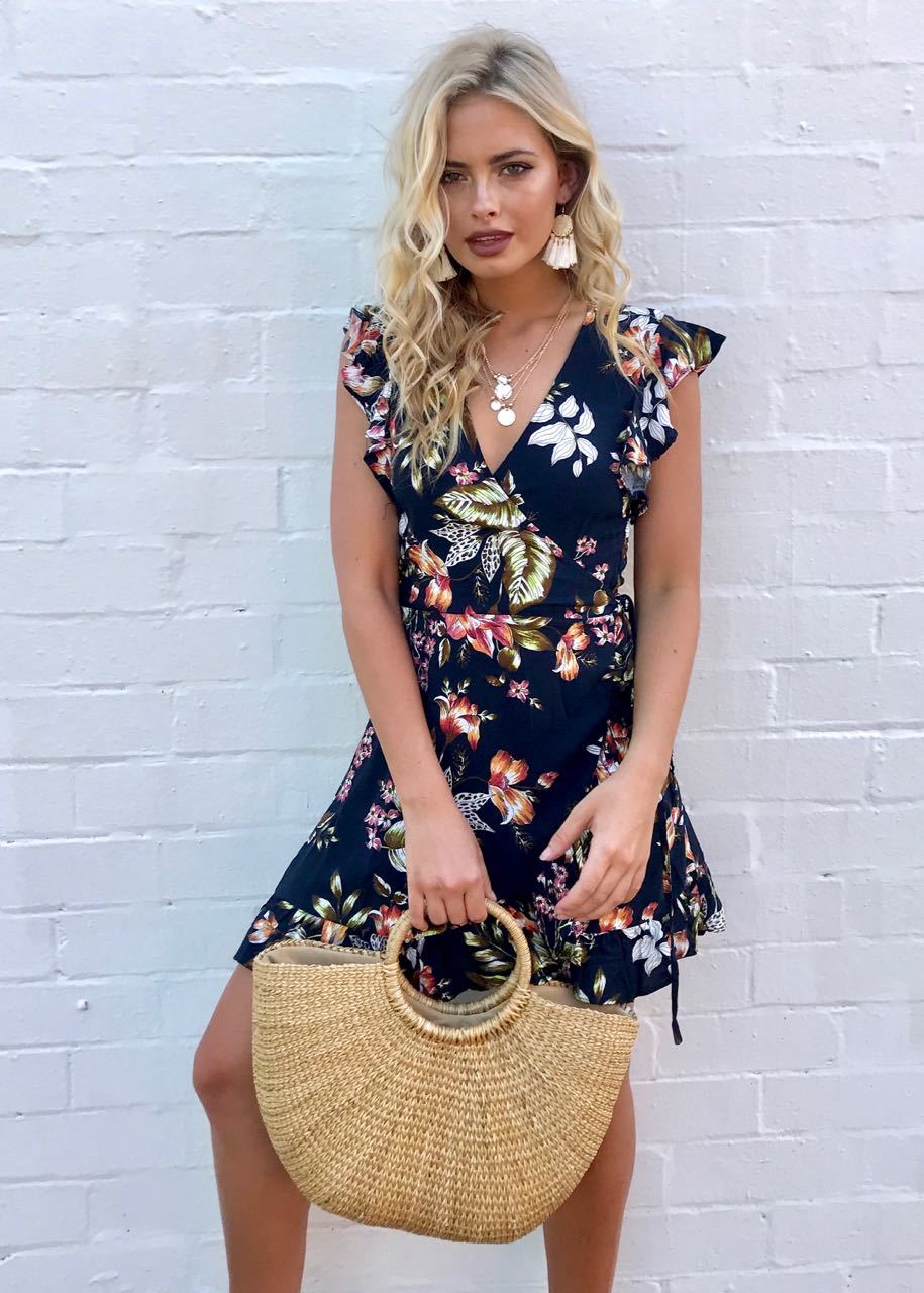 Sunday Breeze Wrap Dress - Black Forest