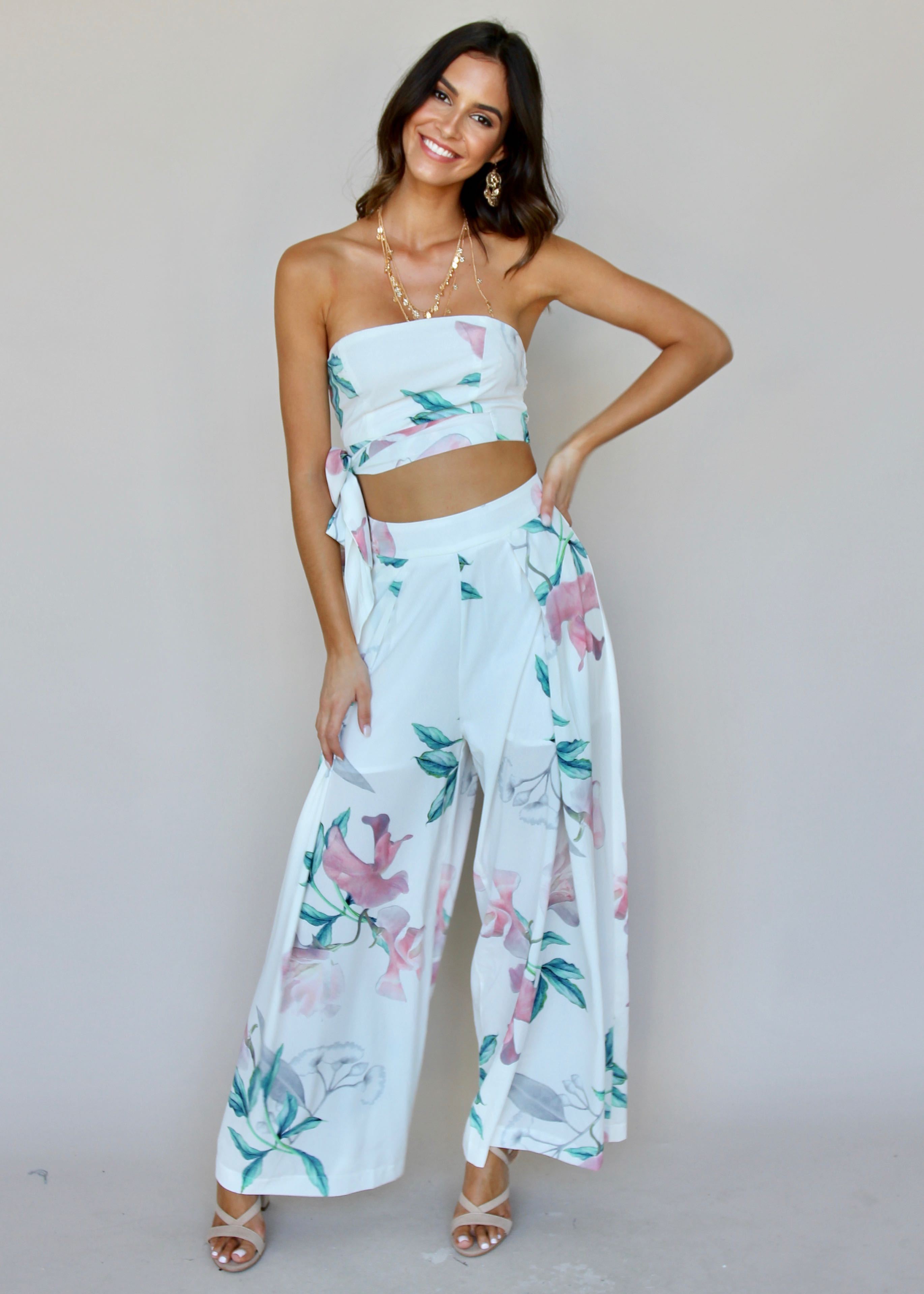 Above Your Love 2-Piece Set - White Tropical
