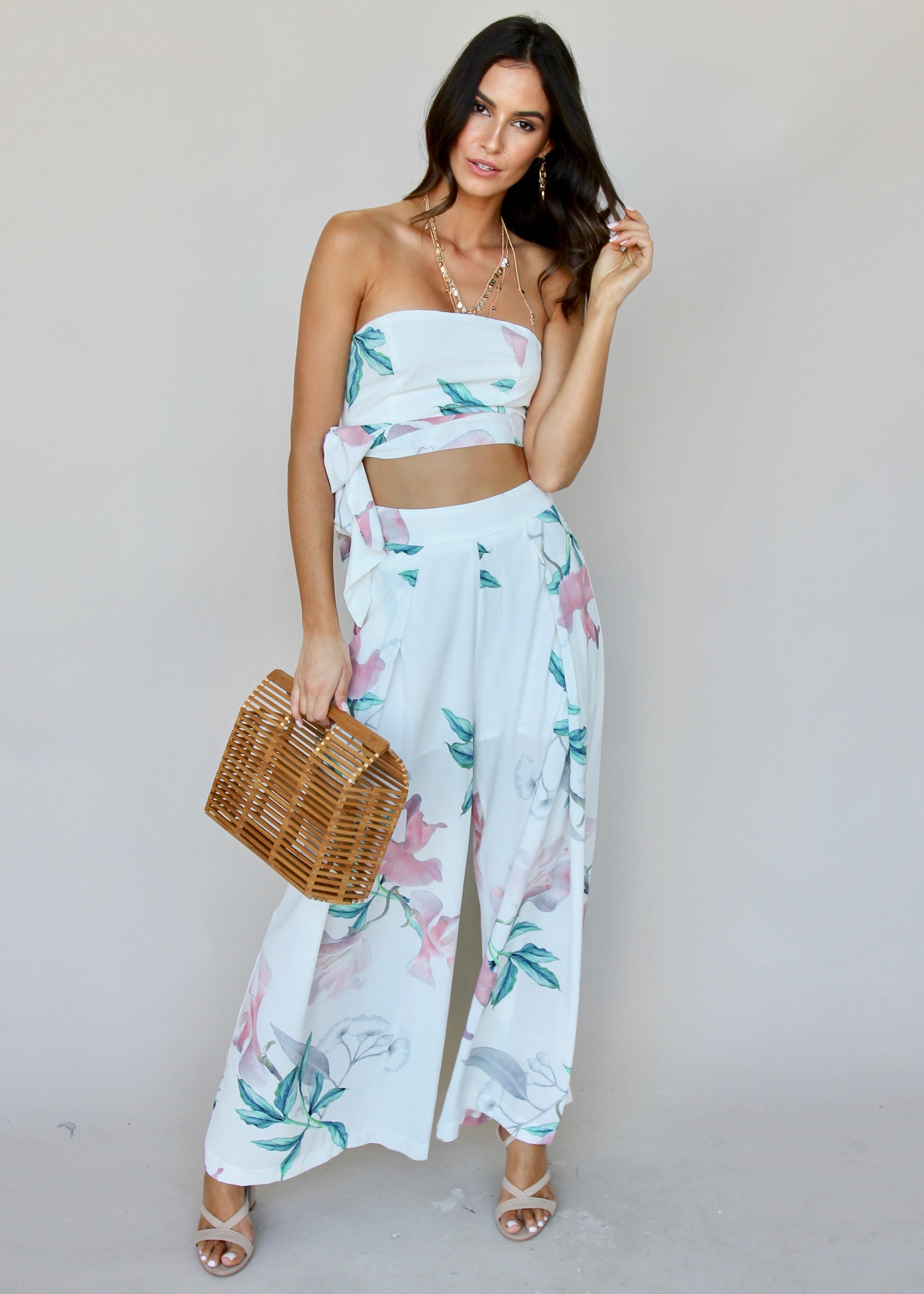 Above Your Love 2-Piece Set - White Tropical