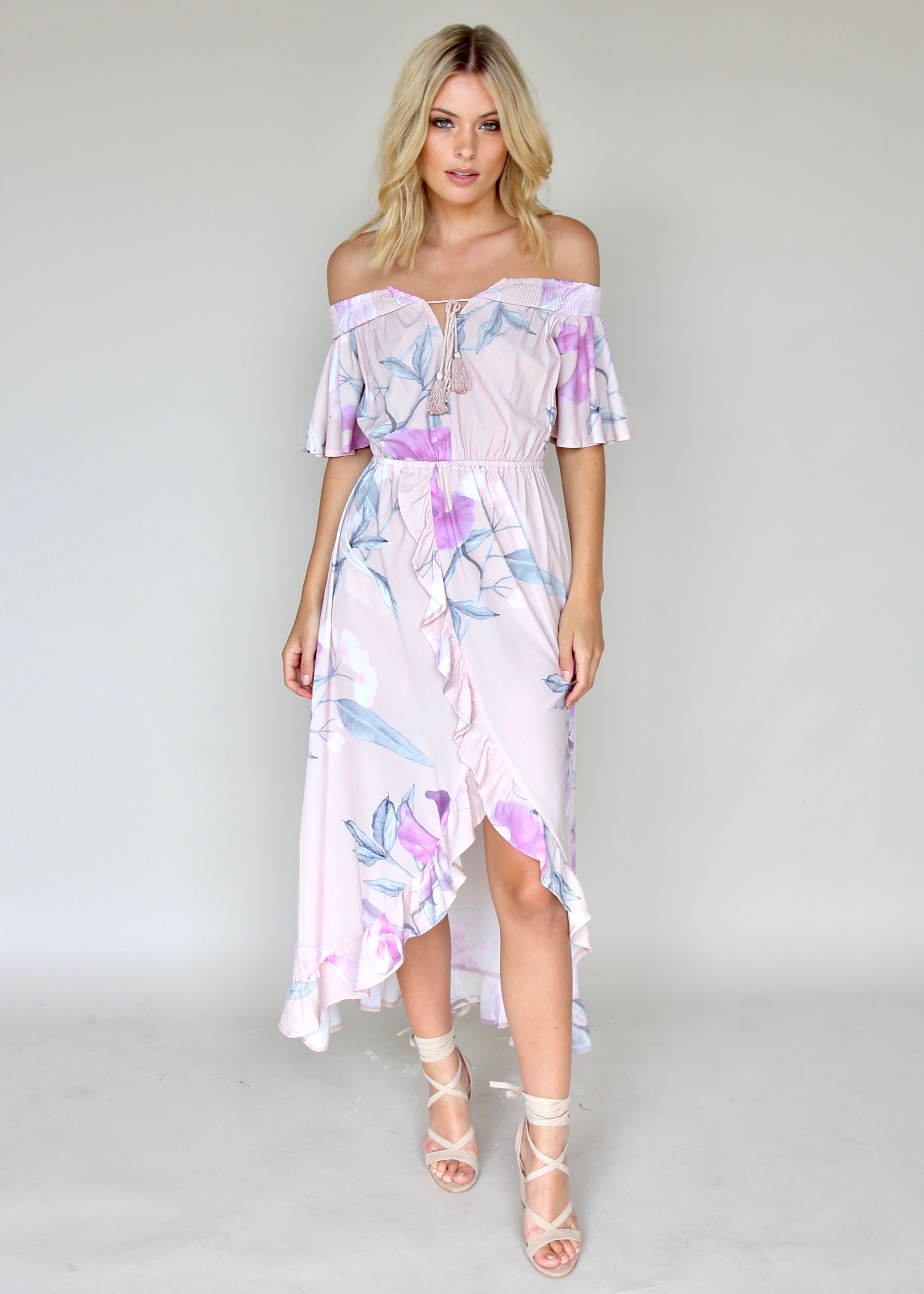 La Venus Off Shoulder Maxi Dress - Blossom