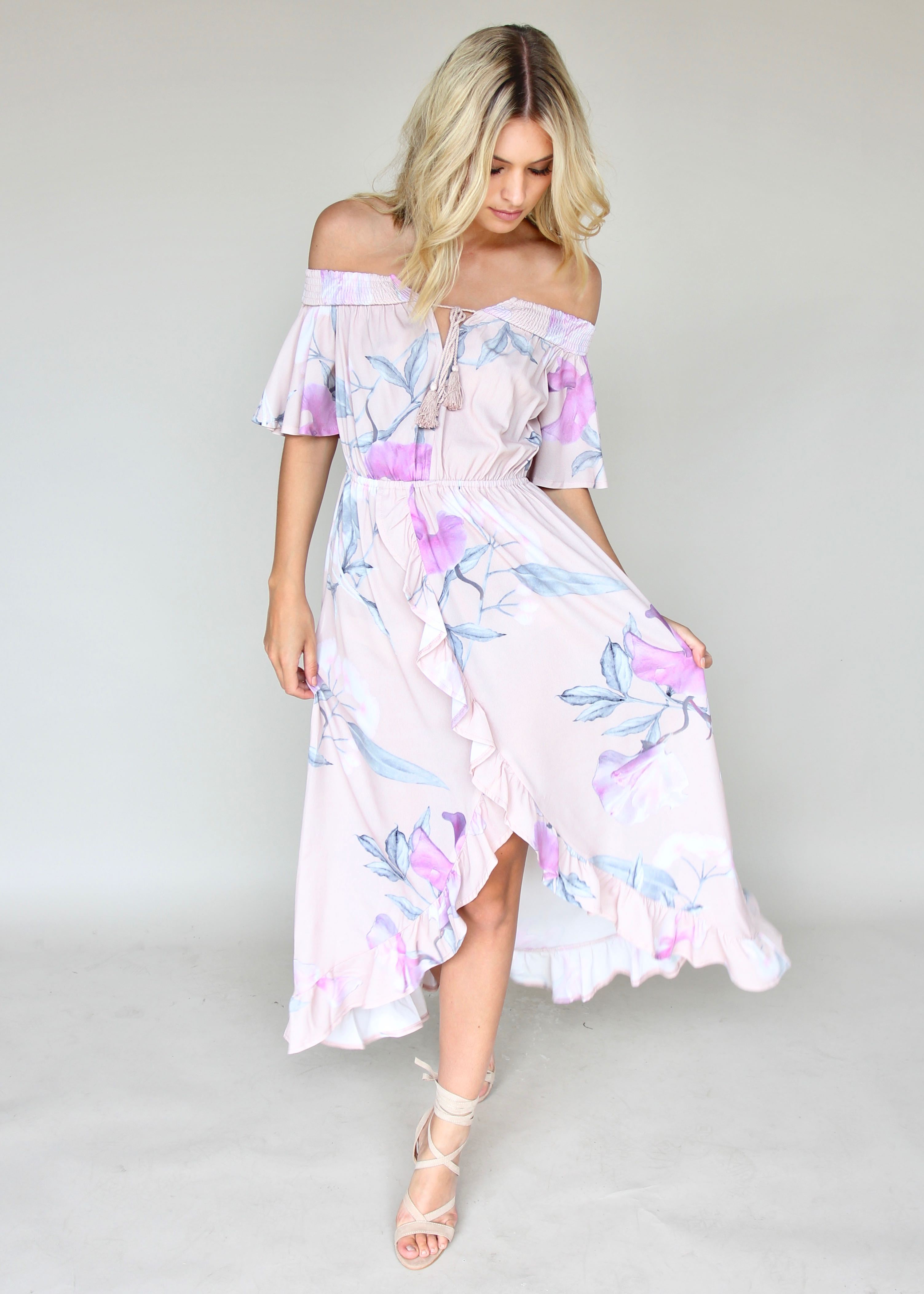 La Venus Off Shoulder Maxi Dress - Blossom