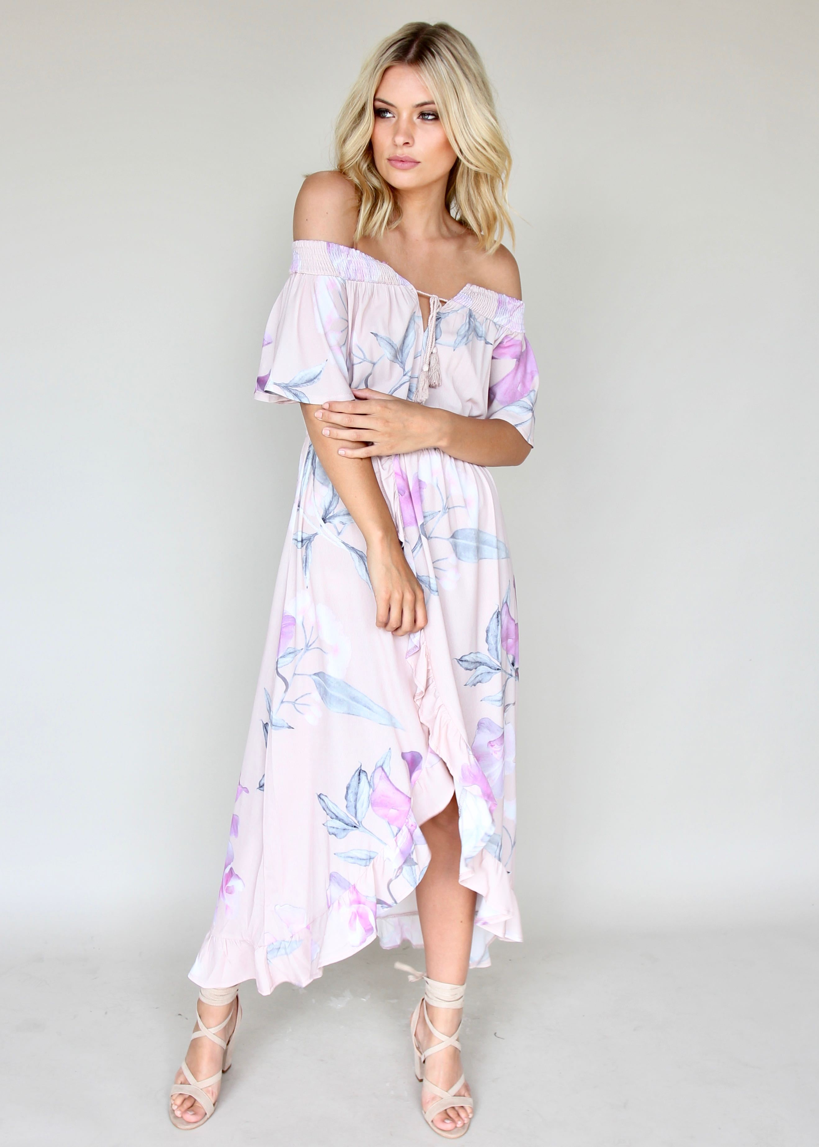 La Venus Off Shoulder Maxi Dress - Blossom