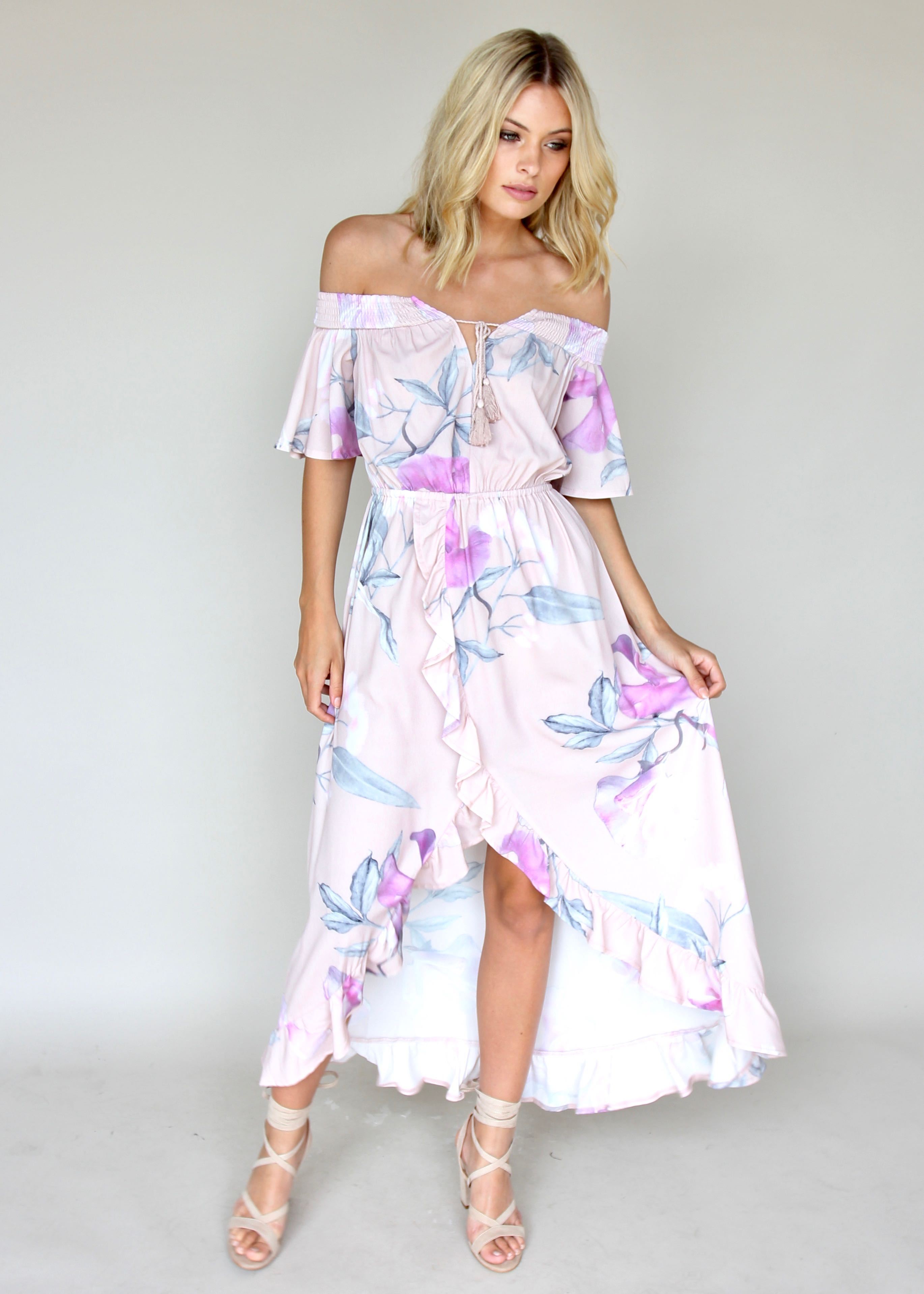 La Venus Off Shoulder Maxi Dress - Blossom